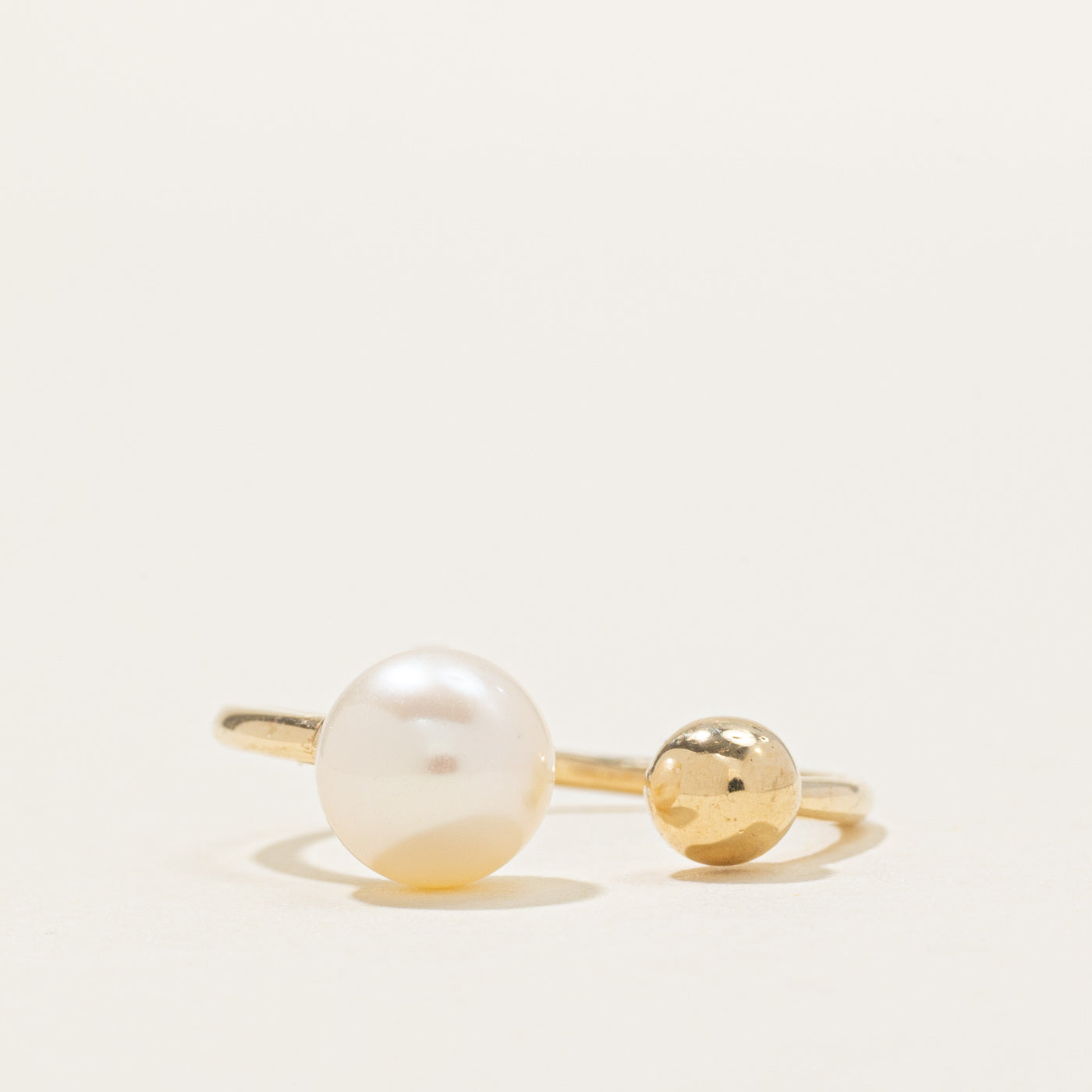14K Pearl & Gold Sphere Open Ring | SZ 5