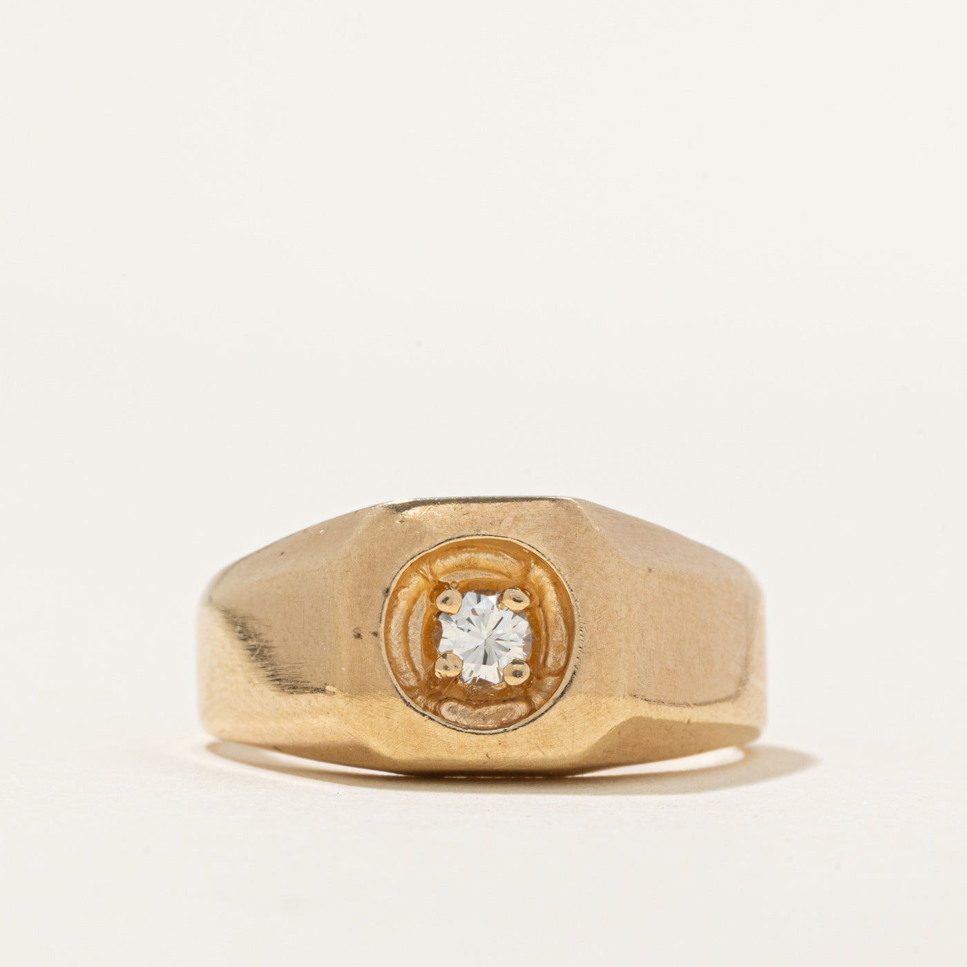 Solitaire Diamond Signet Ring | 0.18ct | SZ 9.25