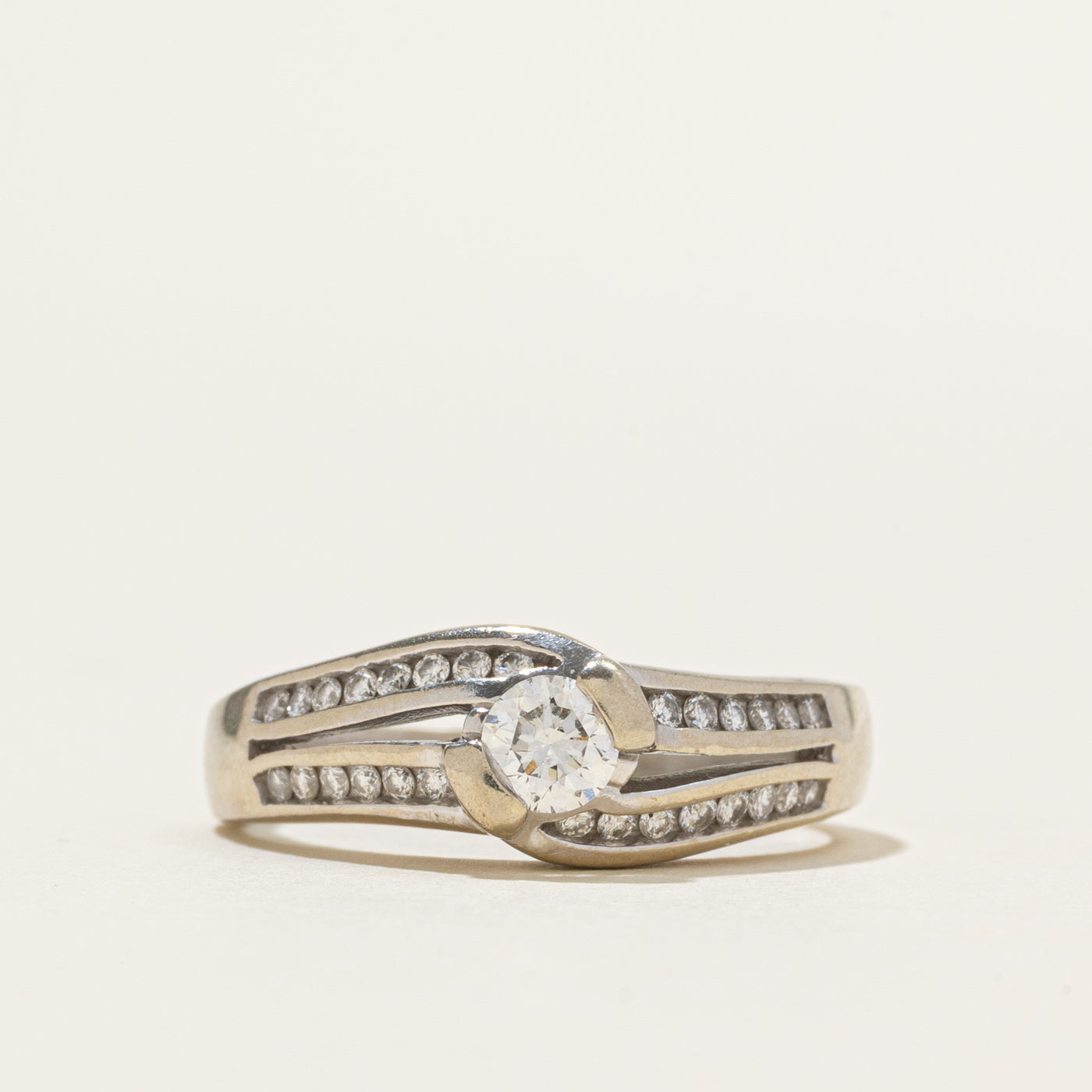 Tension Set Diamond Accented Wave Ring | 0.46ctw | SZ 7.75