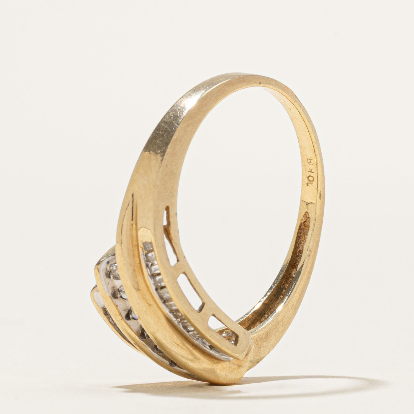 Multi Row Channel Set Diamond Bypass Ring | 0.16ctw | SZ 8