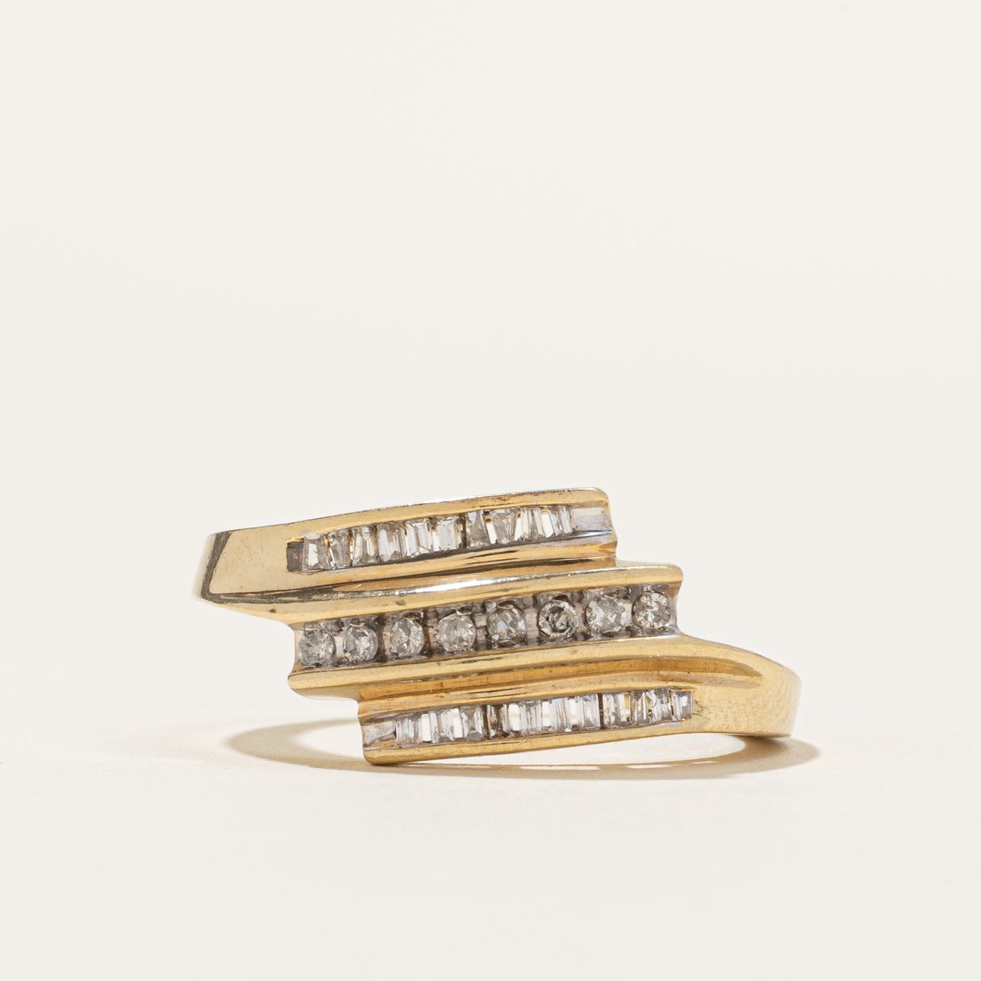 Multi Row Channel Set Diamond Bypass Ring | 0.16ctw | SZ 8