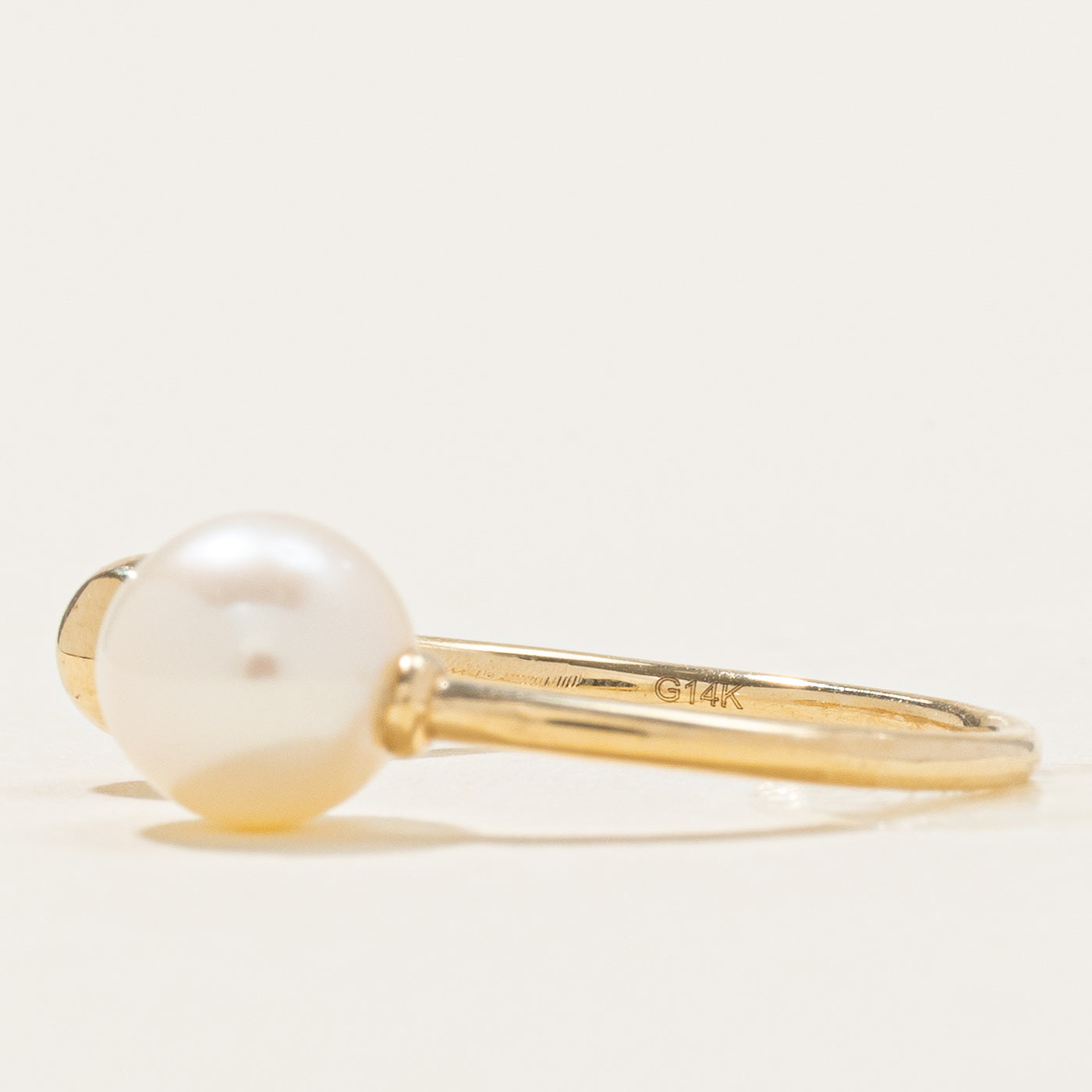 14K Pearl & Gold Sphere Open Ring | SZ 5