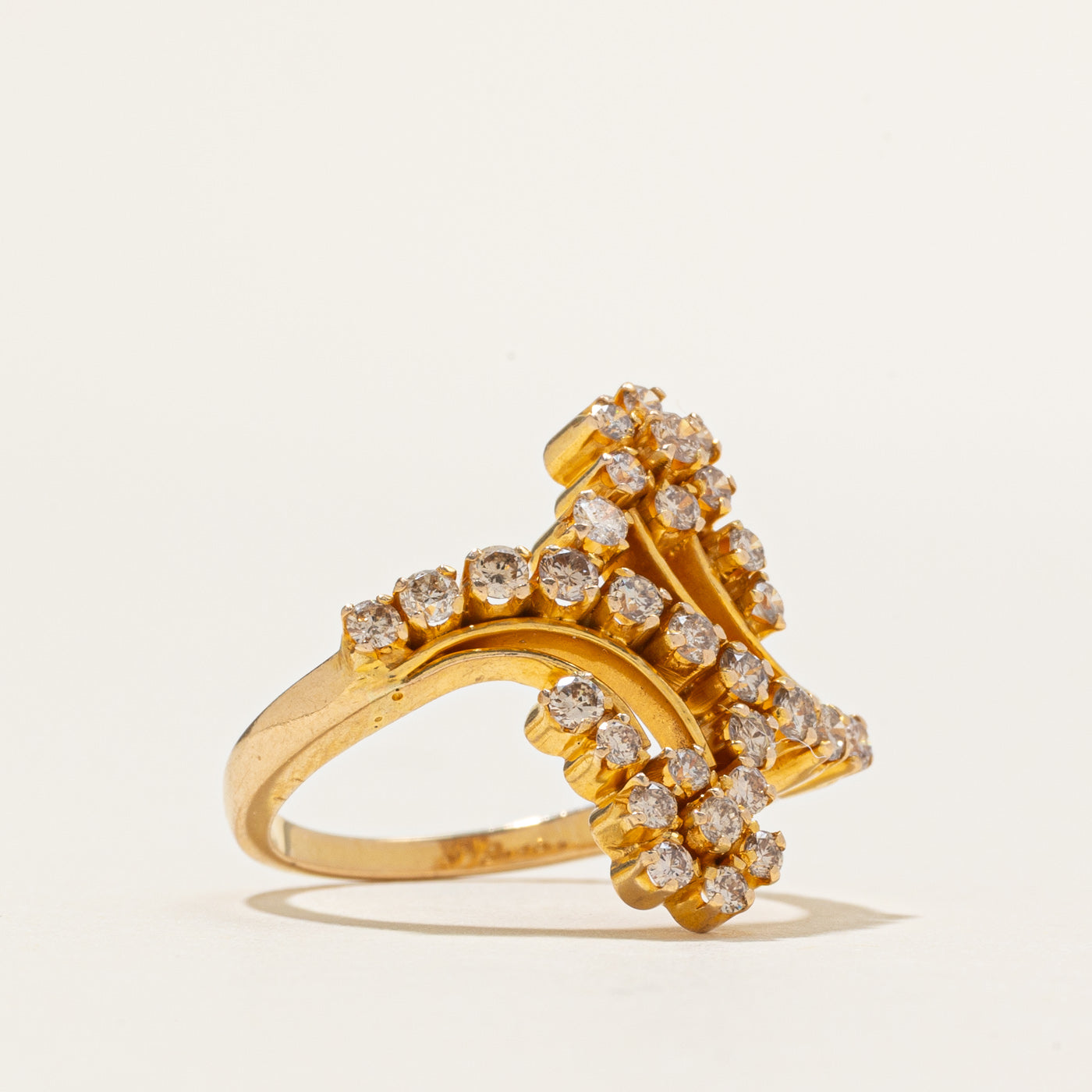 18k Yellow Gold Brown Diamond Cluster Bypass Ring | 0.71ctw | SZ 6