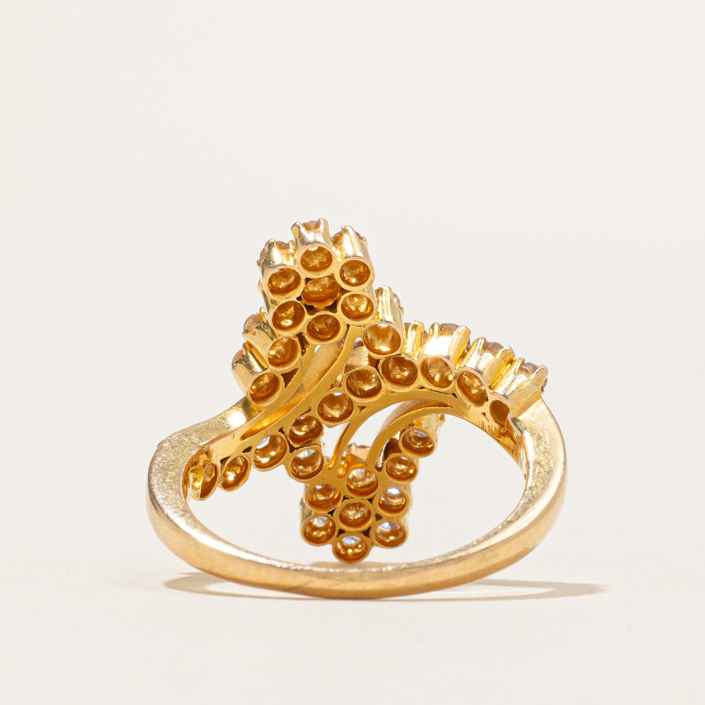 18k Yellow Gold Brown Diamond Cluster Bypass Ring | 0.71ctw | SZ 6