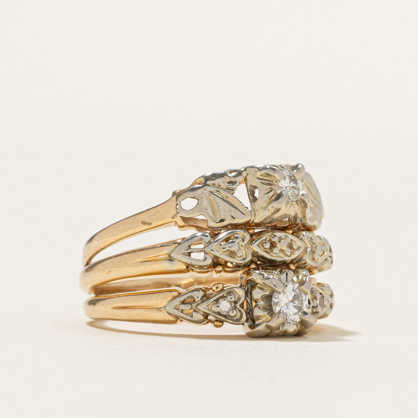 Illusion Set Diamond Soldered Wedding Ring Set | 0.20ctw | SZ 4.75