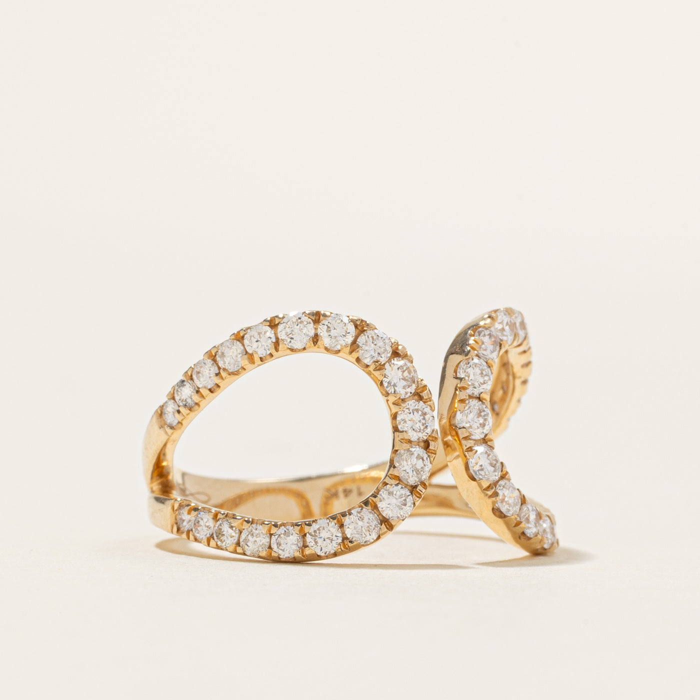 'Graziela' Pave Set Diamond Double Loop Ring | 0.79ctw | SZ 7.25