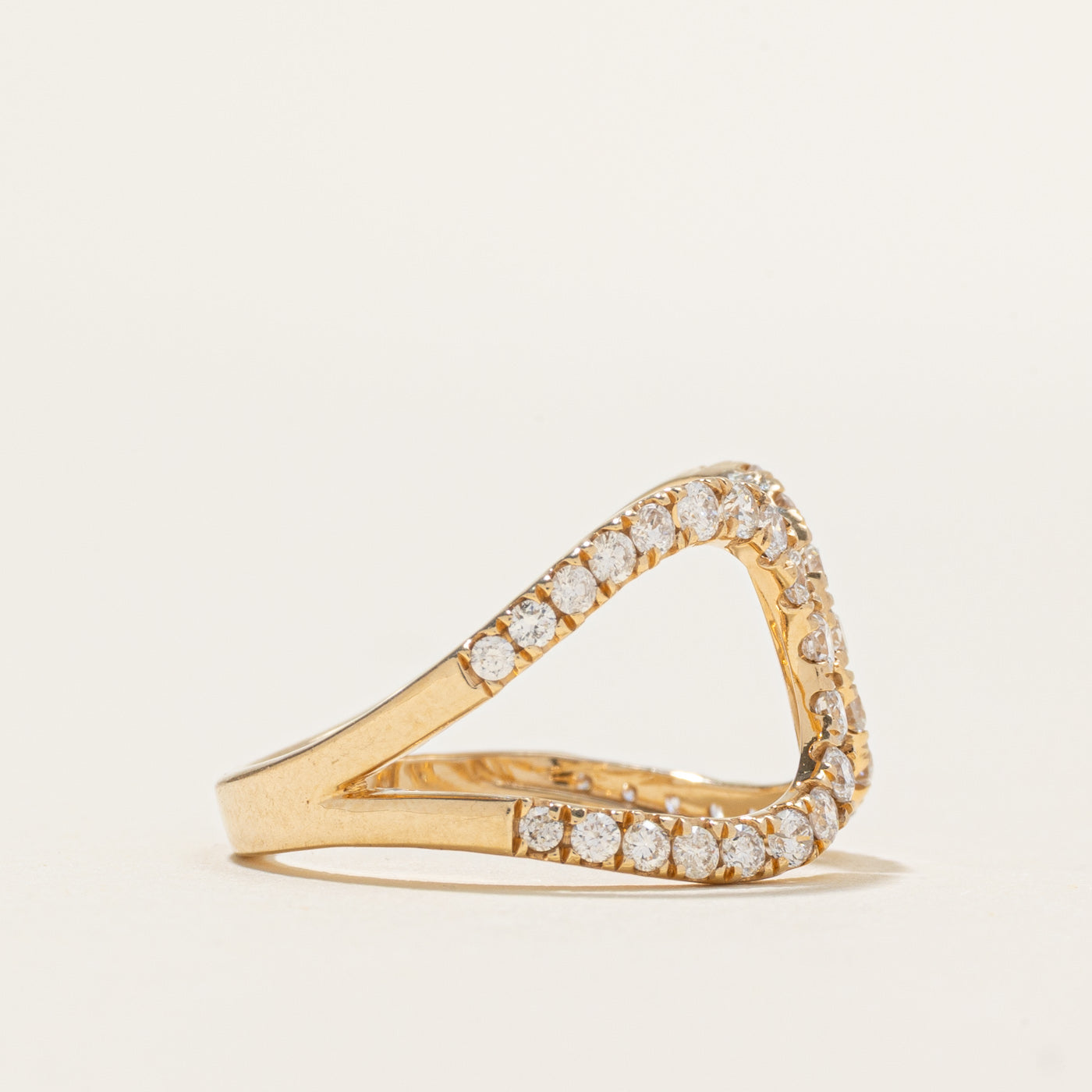 'Graziela' Pave Set Diamond Double Loop Ring | 0.79ctw | SZ 7.25