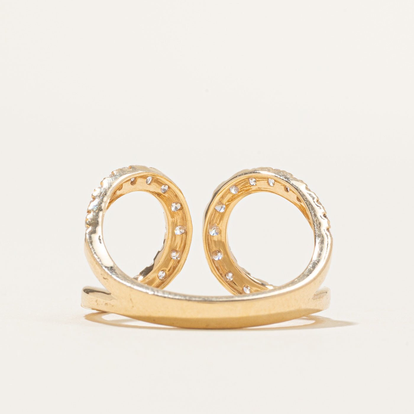 'Graziela' Pave Set Diamond Double Loop Ring | 0.79ctw | SZ 7.25