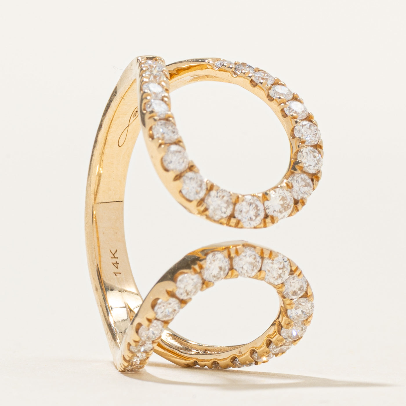 'Graziela' Pave Set Diamond Double Loop Ring | 0.79ctw | SZ 7.25