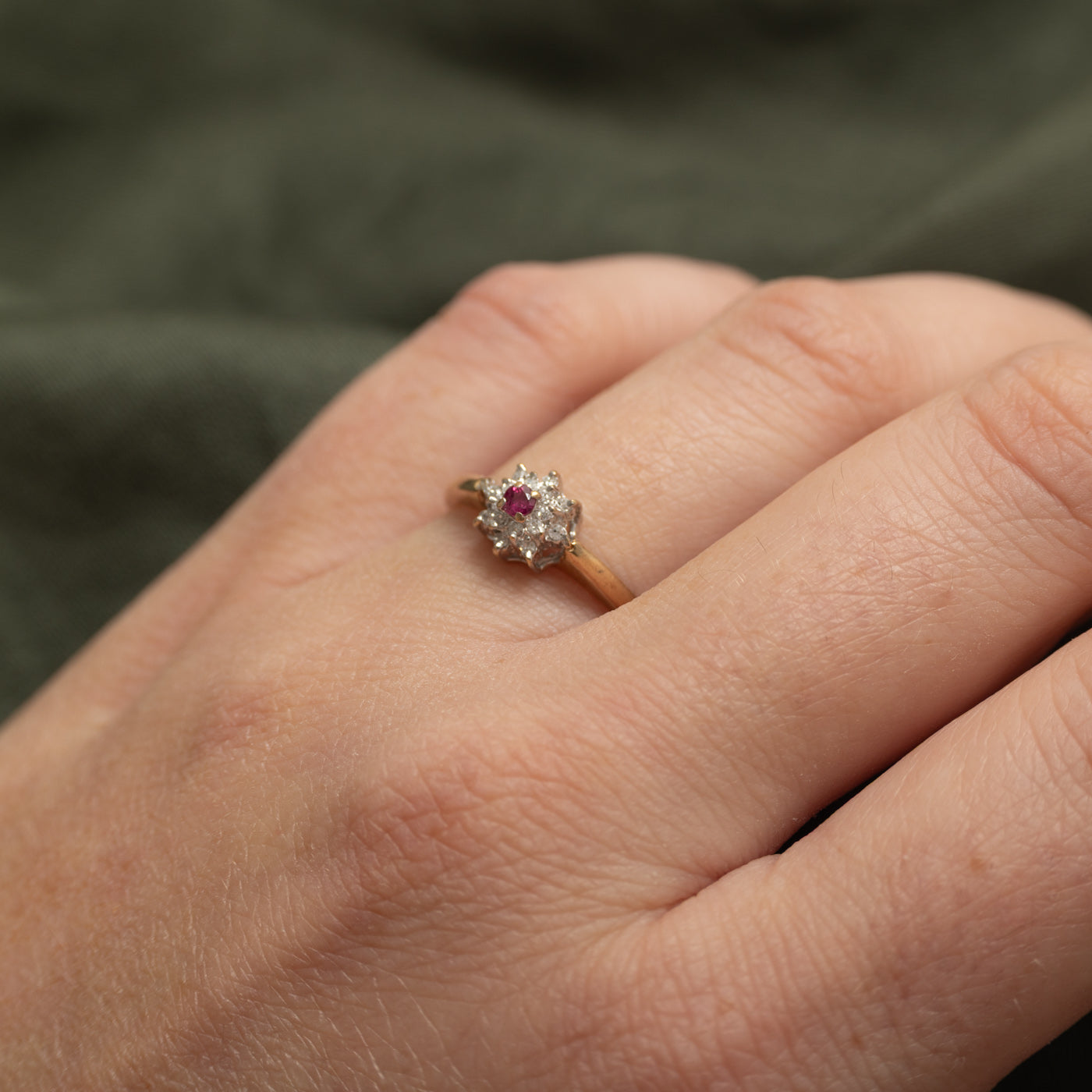 Ruby & Diamond Petal Cluster Ring | SZ 7