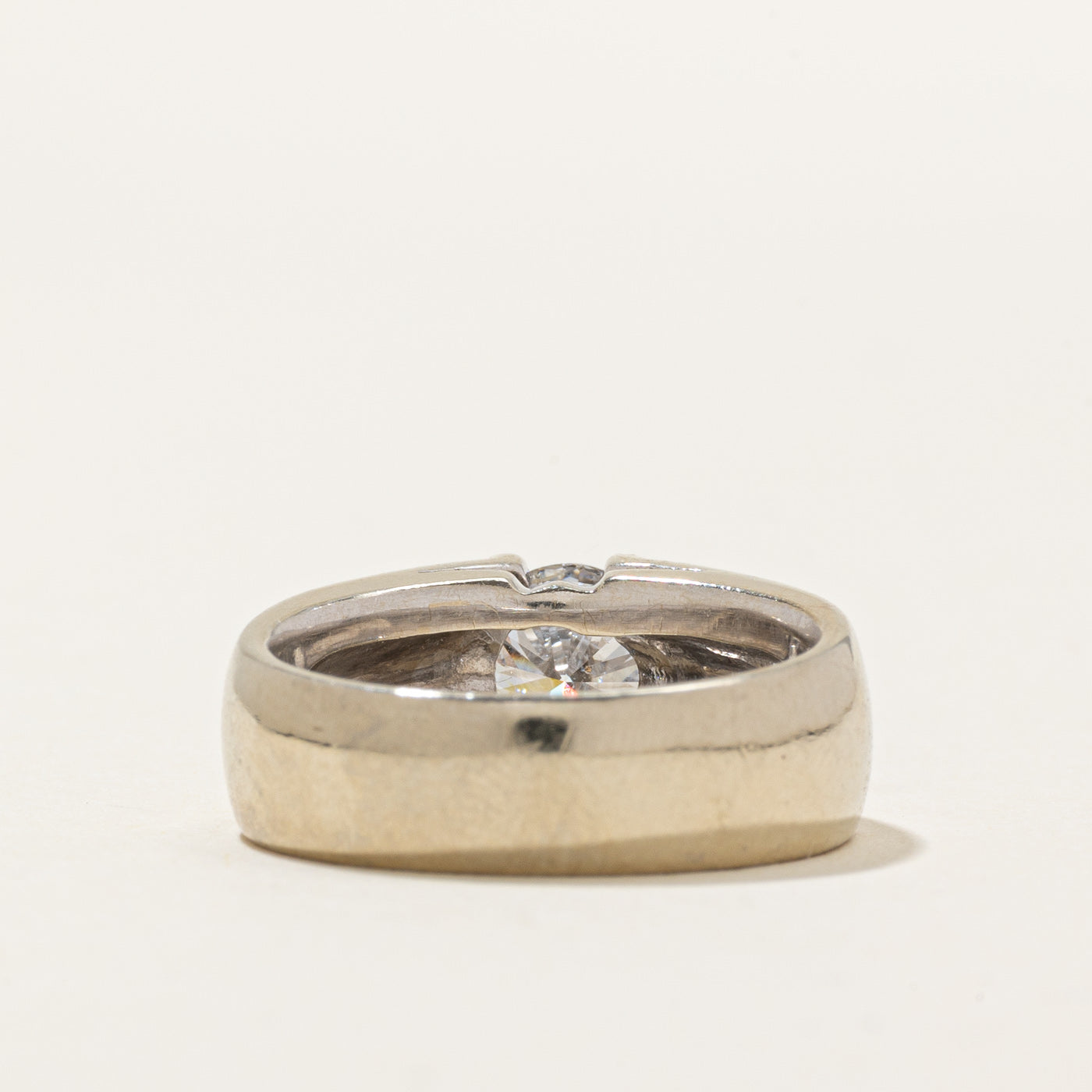 18k Semi Bezel Diamond Chunky Engagement Ring | 1.34ct I1 E/F | SZ 7