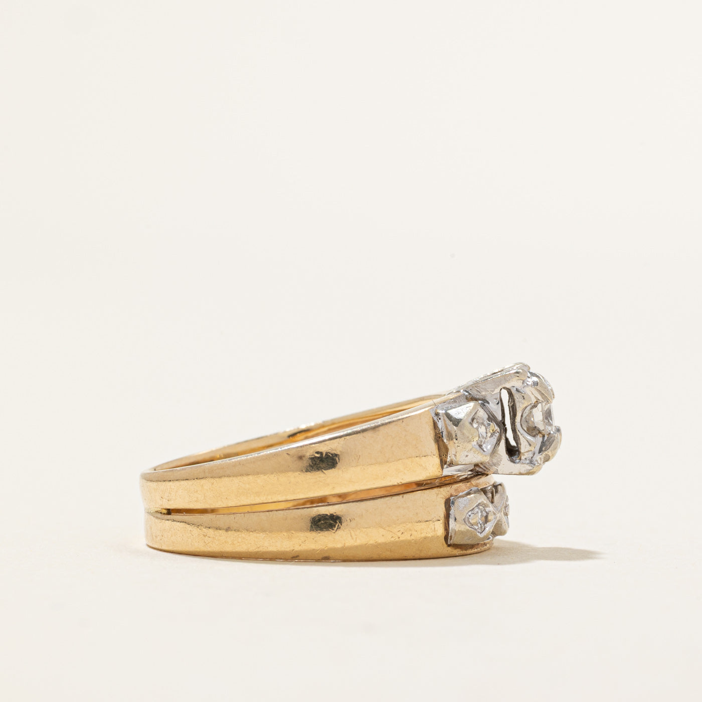 Illusion Set Diamond Soldered Wedding Ring Set | 0.20ctw | SZ 6