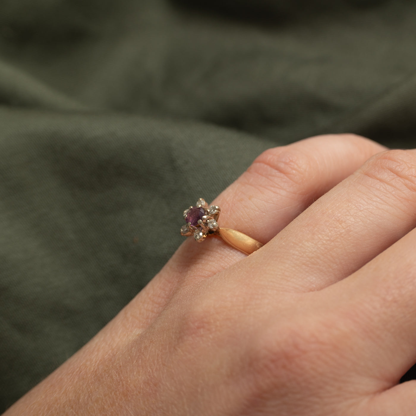 Ruby & Diamond Petal Ring | SZ 4