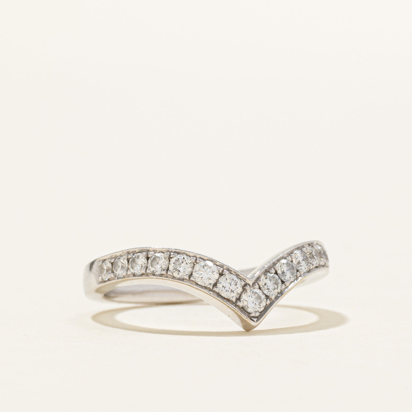 18K Semi Eternity Diamond Chevron Ring | 0.50ctw | SZ 5
