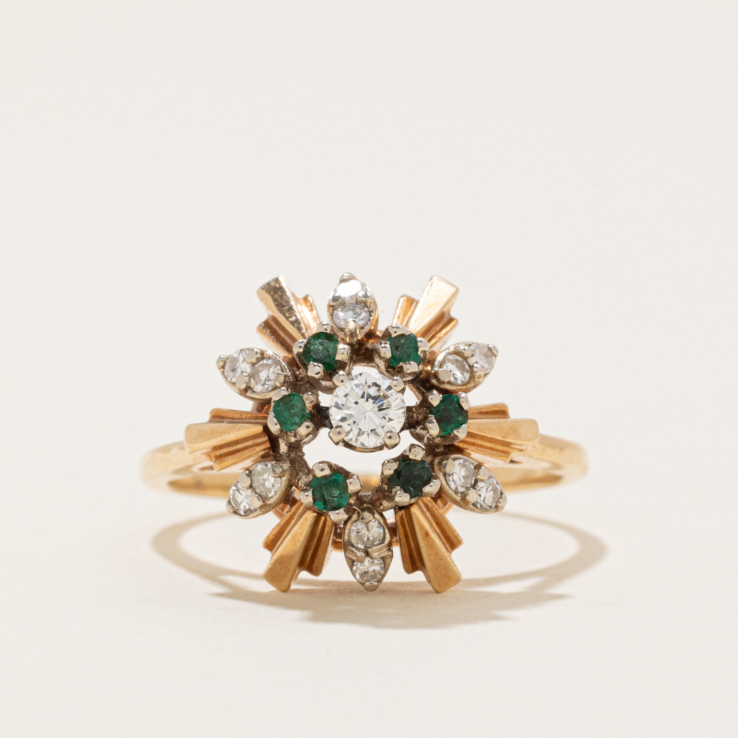 Emerald & Diamond Cluster Cocktail Ring | 0.18ctw, 0.25ctw | SZ 8.0 |