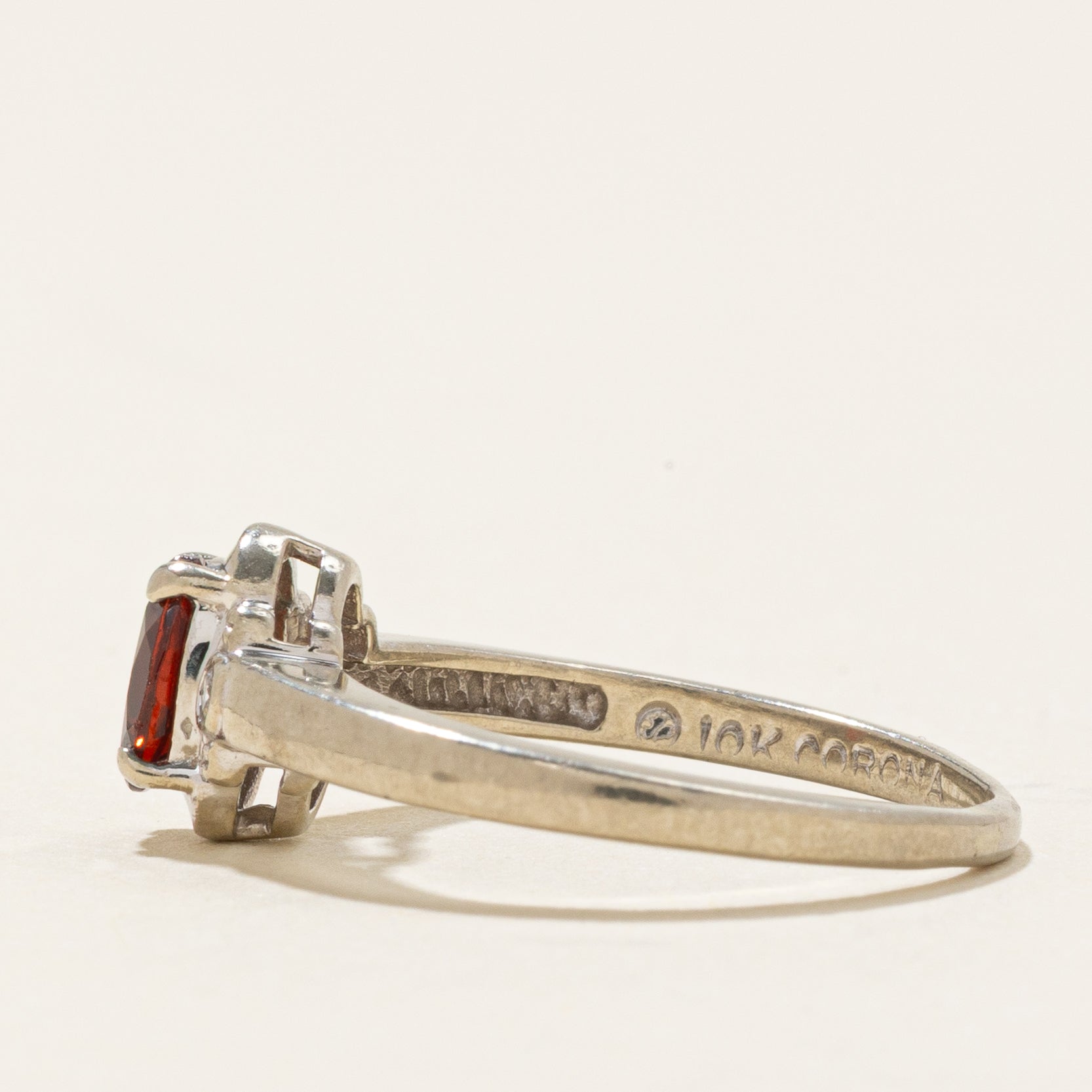 Oval Cut Garnet & Diamond Accented Ring | 0.44ct, 0.02ctw | SZ 5.5 |