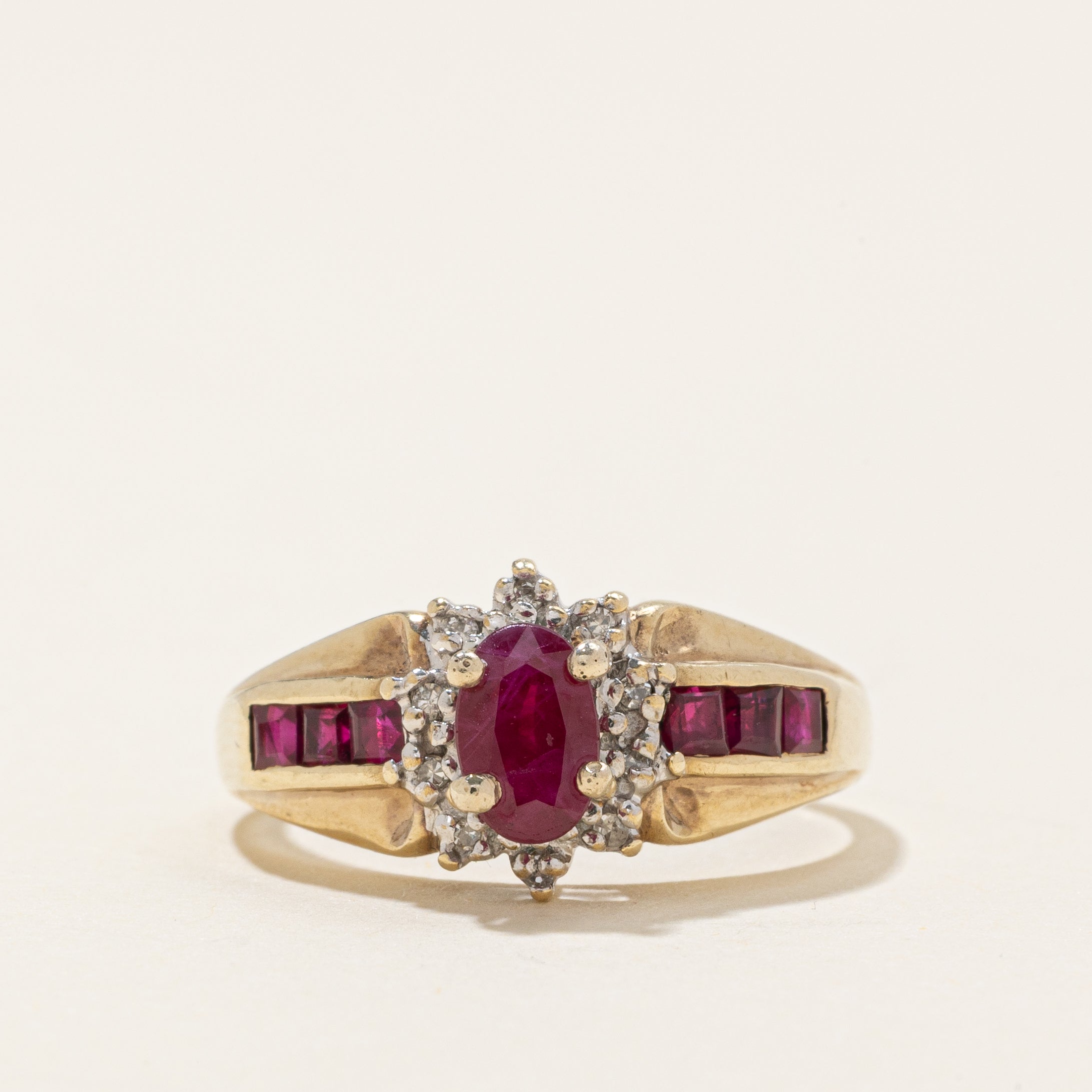 Ruby & Diamond Petal Halo Ring | 0.5ctw, 0.04ctw | SZ 6.25 |