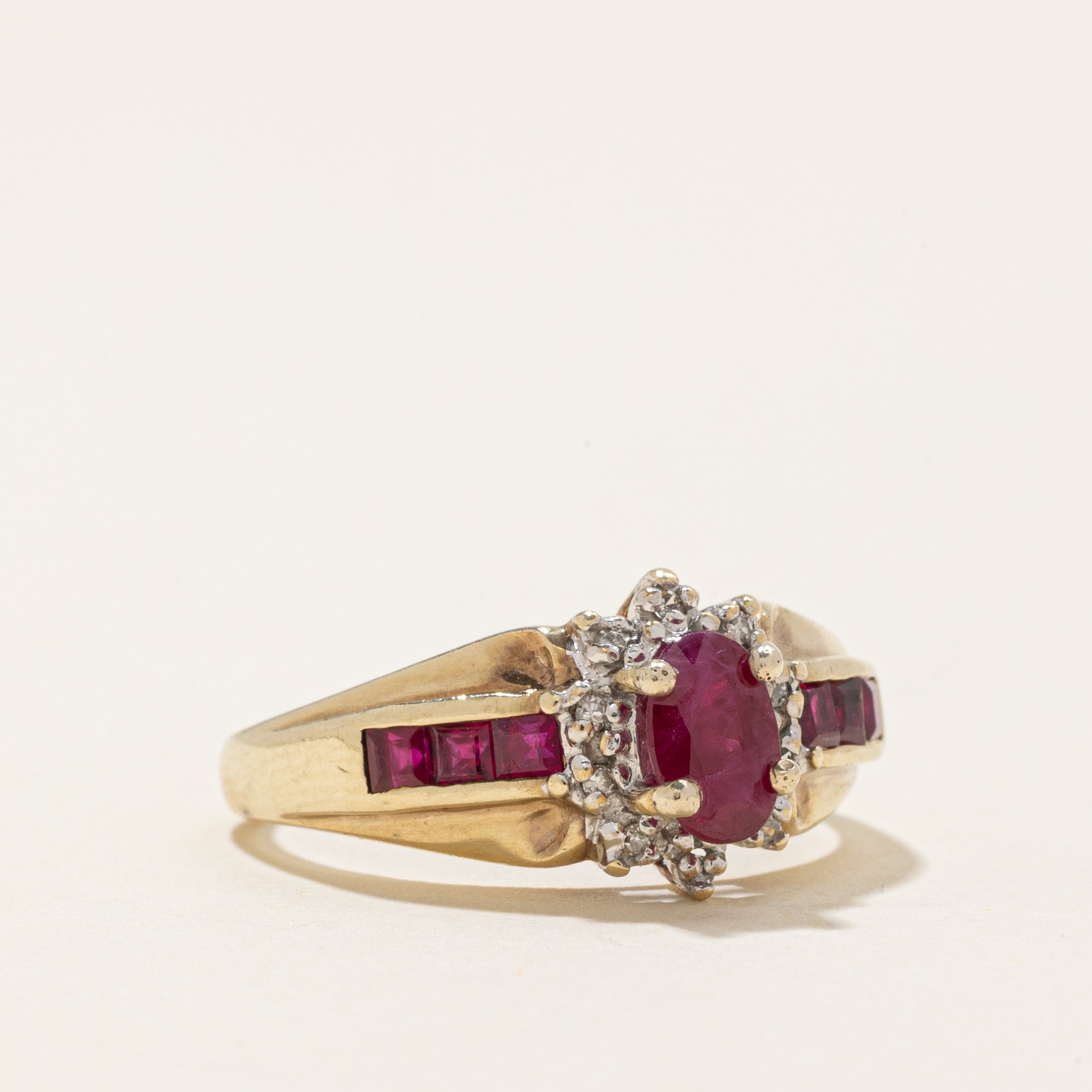 Ruby & Diamond Petal Halo Ring | 0.5ctw, 0.04ctw | SZ 6.25 |