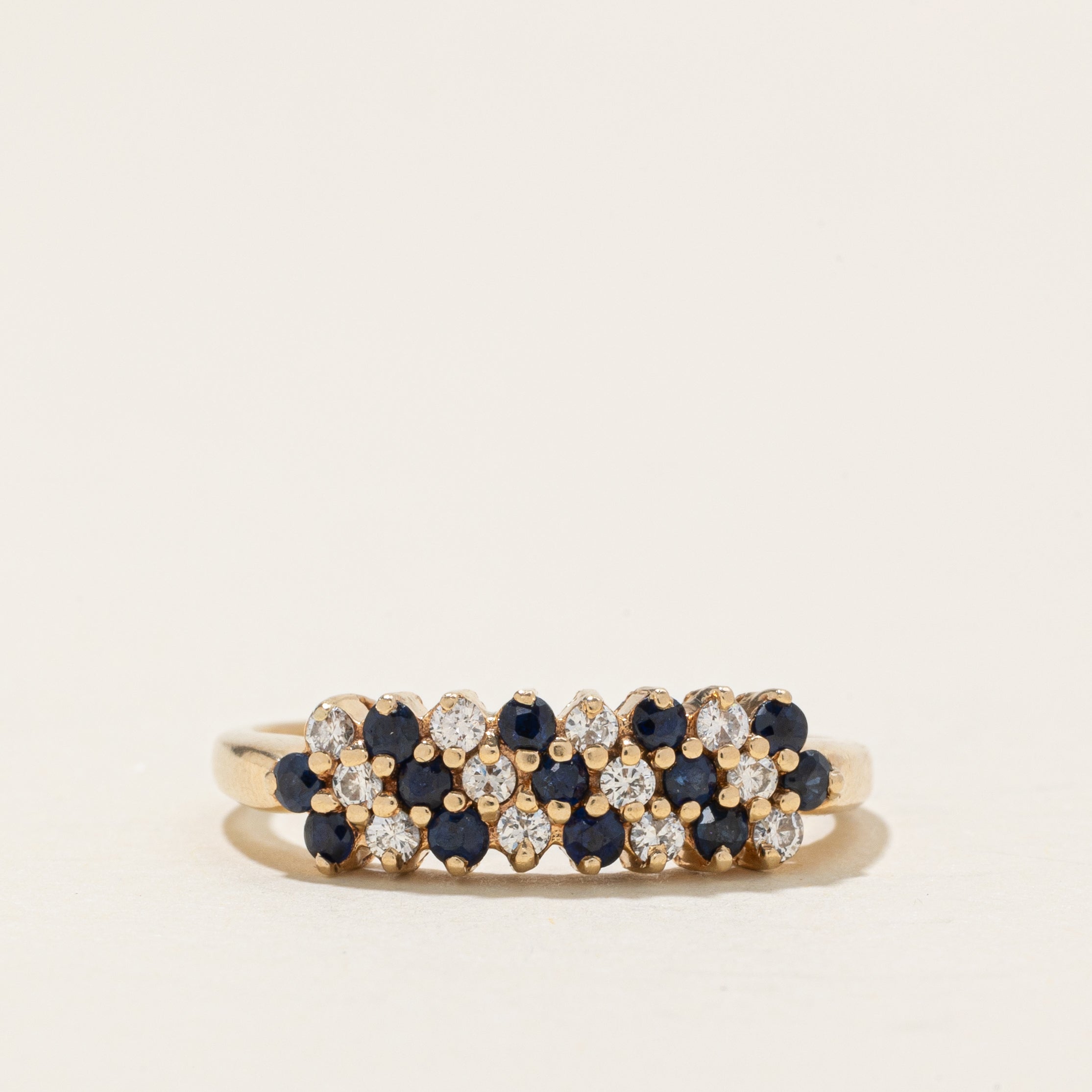 Multi Row Diamond & Sapphire Ring | 0.27ctw, 0.23ctw | SZ 7.5 |
