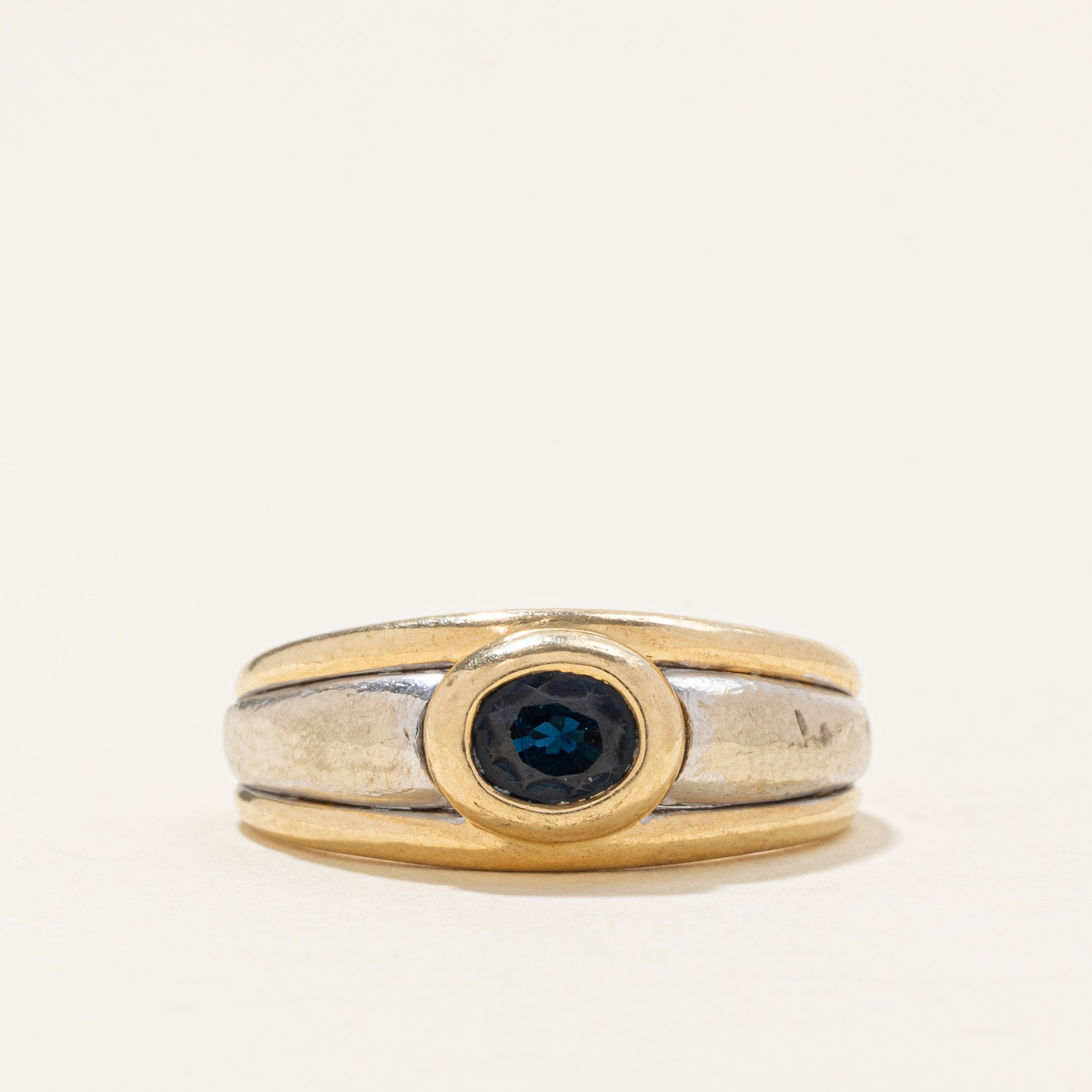 Bague saphir serti clos bicolore | 0,4 ct | Taille 5,0 |