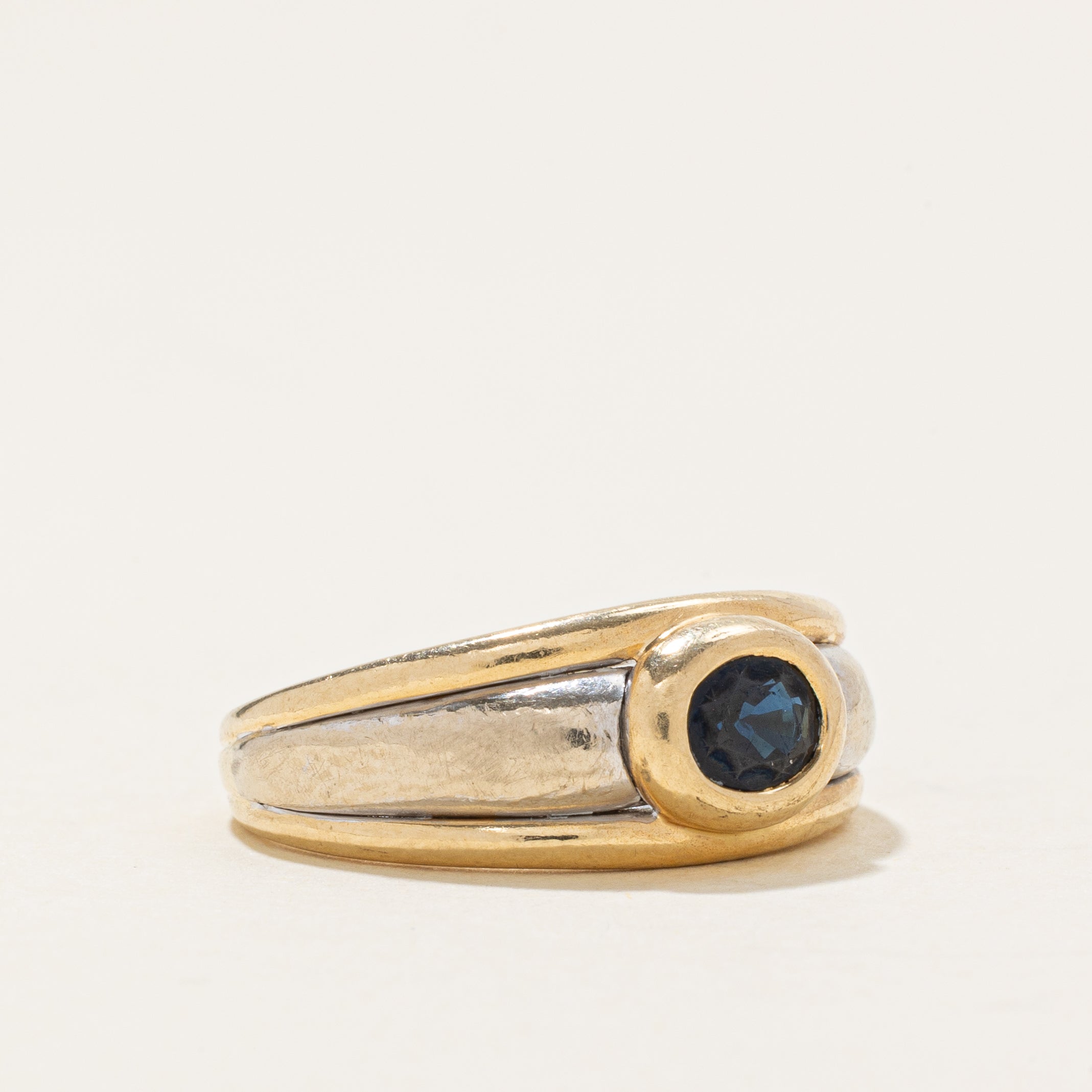 Bague saphir serti clos bicolore | 0,4 ct | Taille 5,0 |