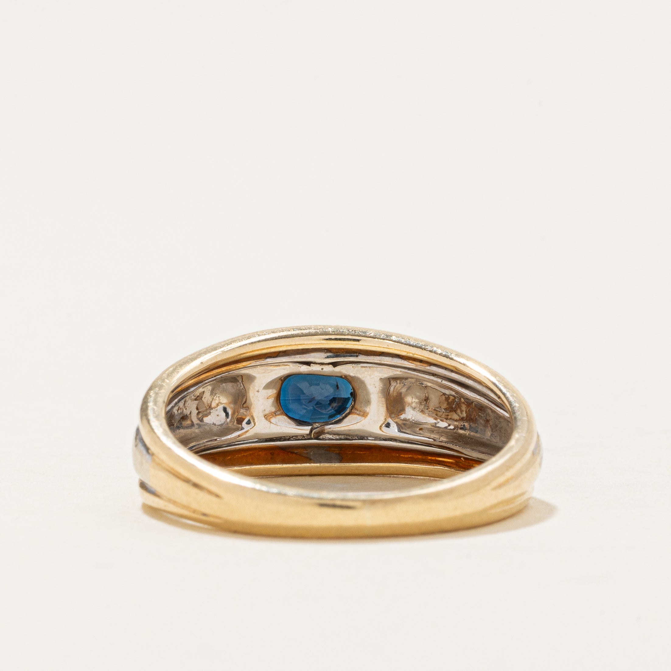 Bague saphir serti clos bicolore | 0,4 ct | Taille 5,0 |