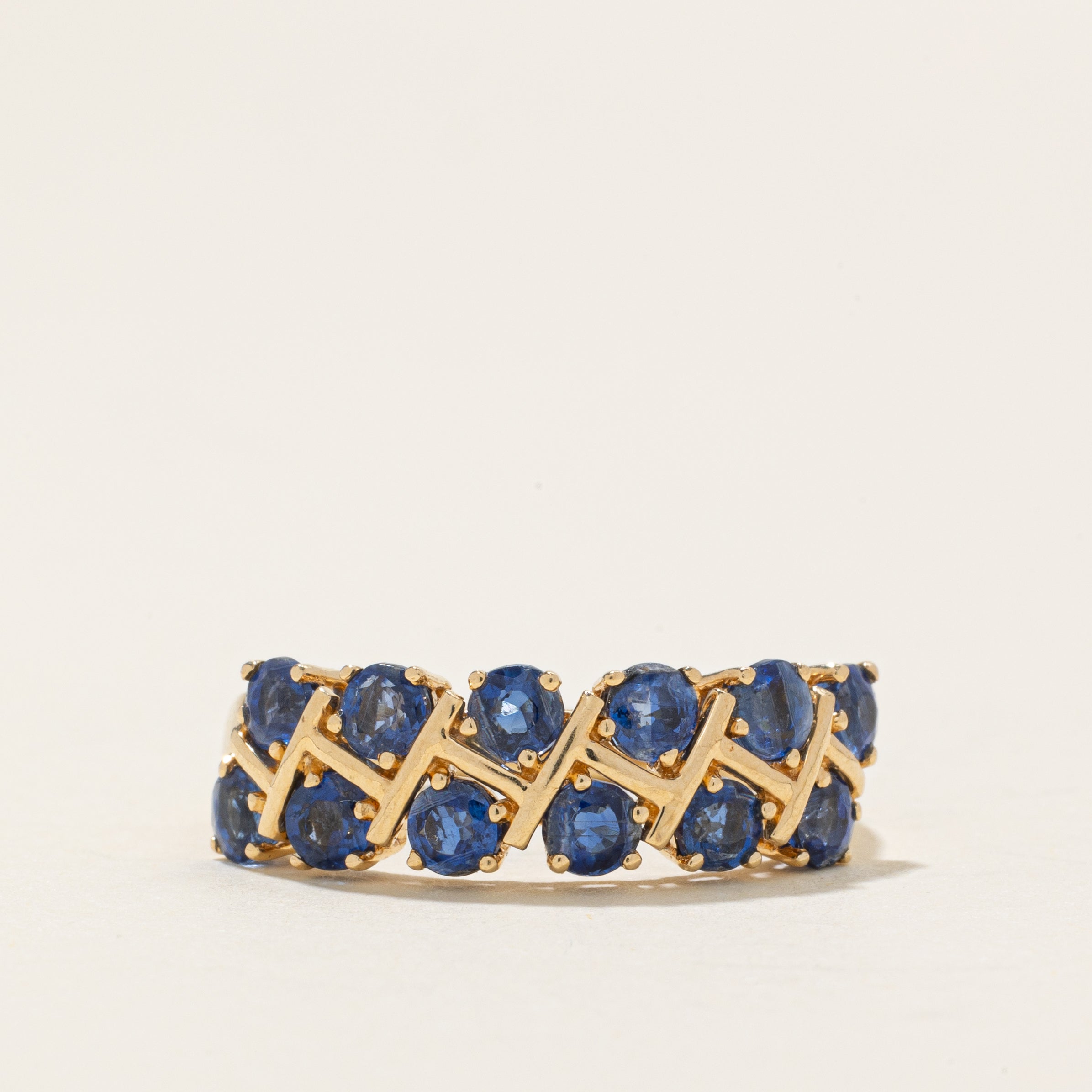 Double Row Semi Eternity Sapphire Ring | 1.2ctw | SZ 7.75 |