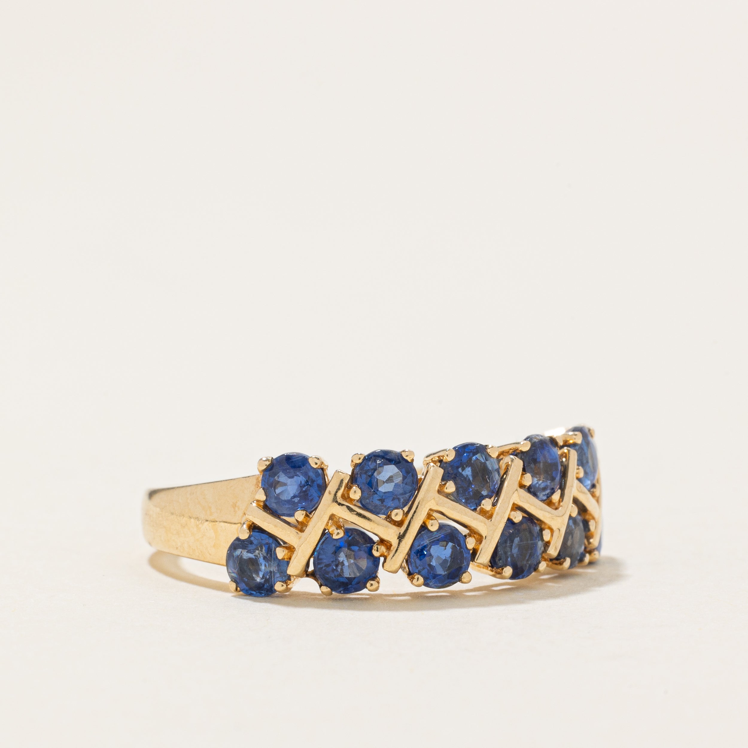 Double Row Semi Eternity Sapphire Ring | 1.2ctw | SZ 7.75 |