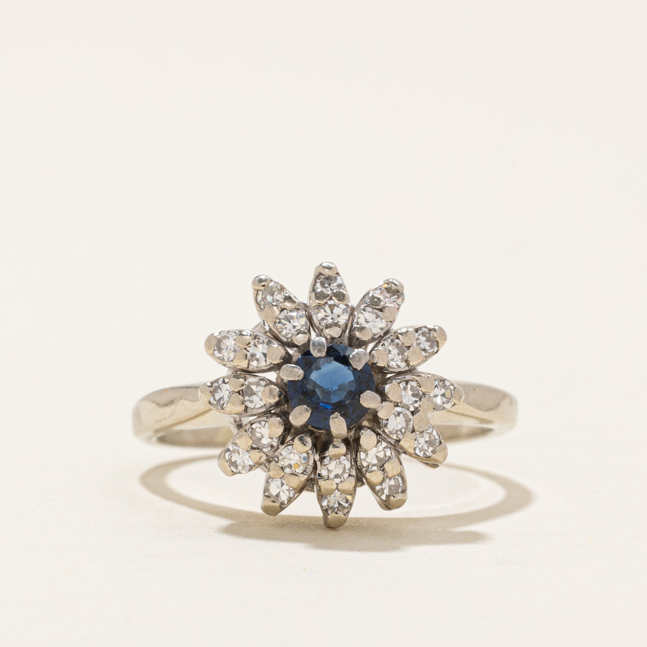 Sapphire & Diamond Petal Floral Ring | 0.2ct, 0.24ctw | SZ 6.0 |