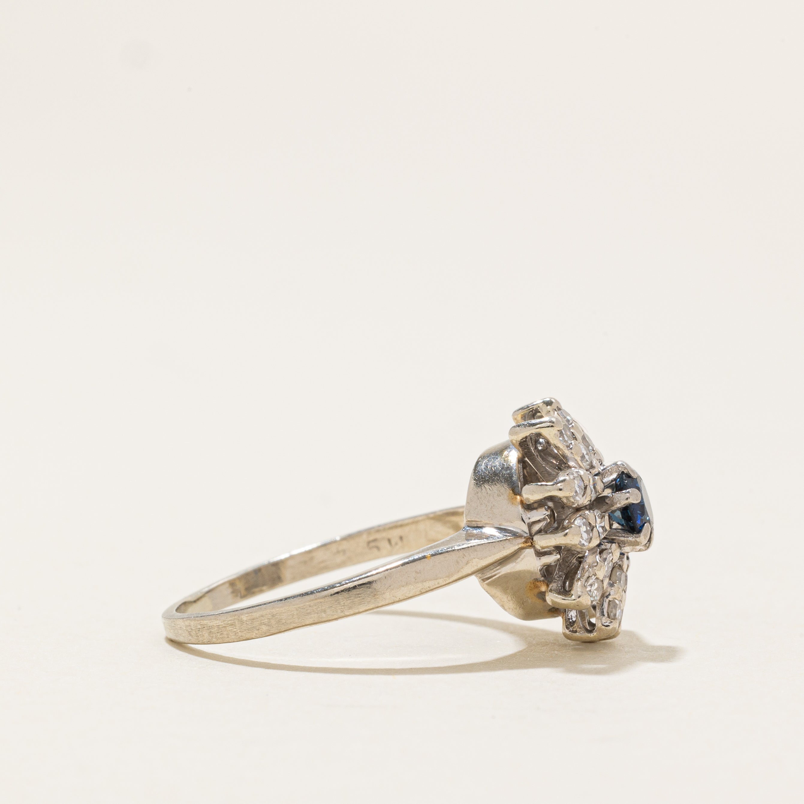 Sapphire & Diamond Petal Floral Ring | 0.2ct, 0.24ctw | SZ 6.0 |