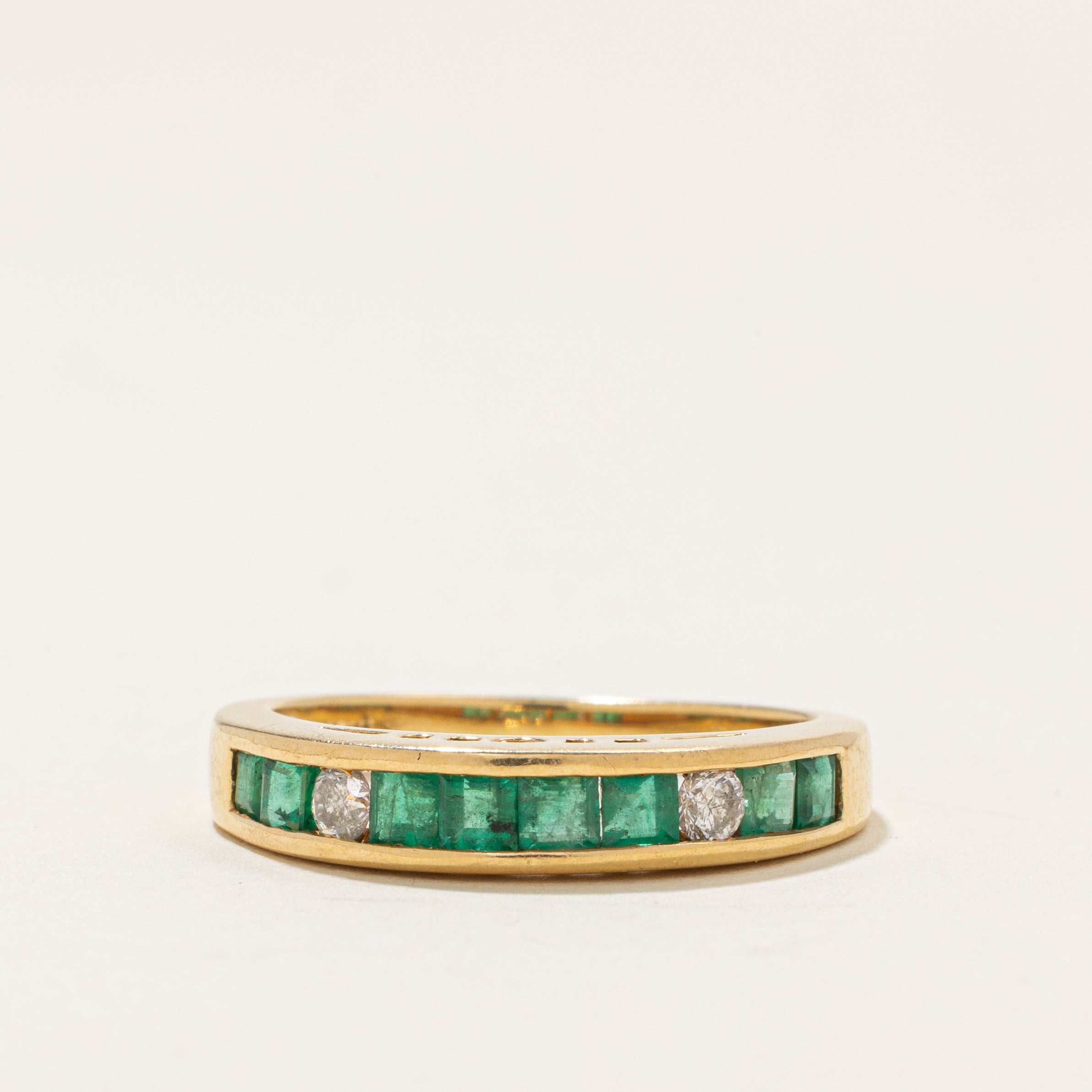 Semi Eternity Emerald & Diamond Band | 0.75ctw, 0.11ctw | SZ 6.75 |