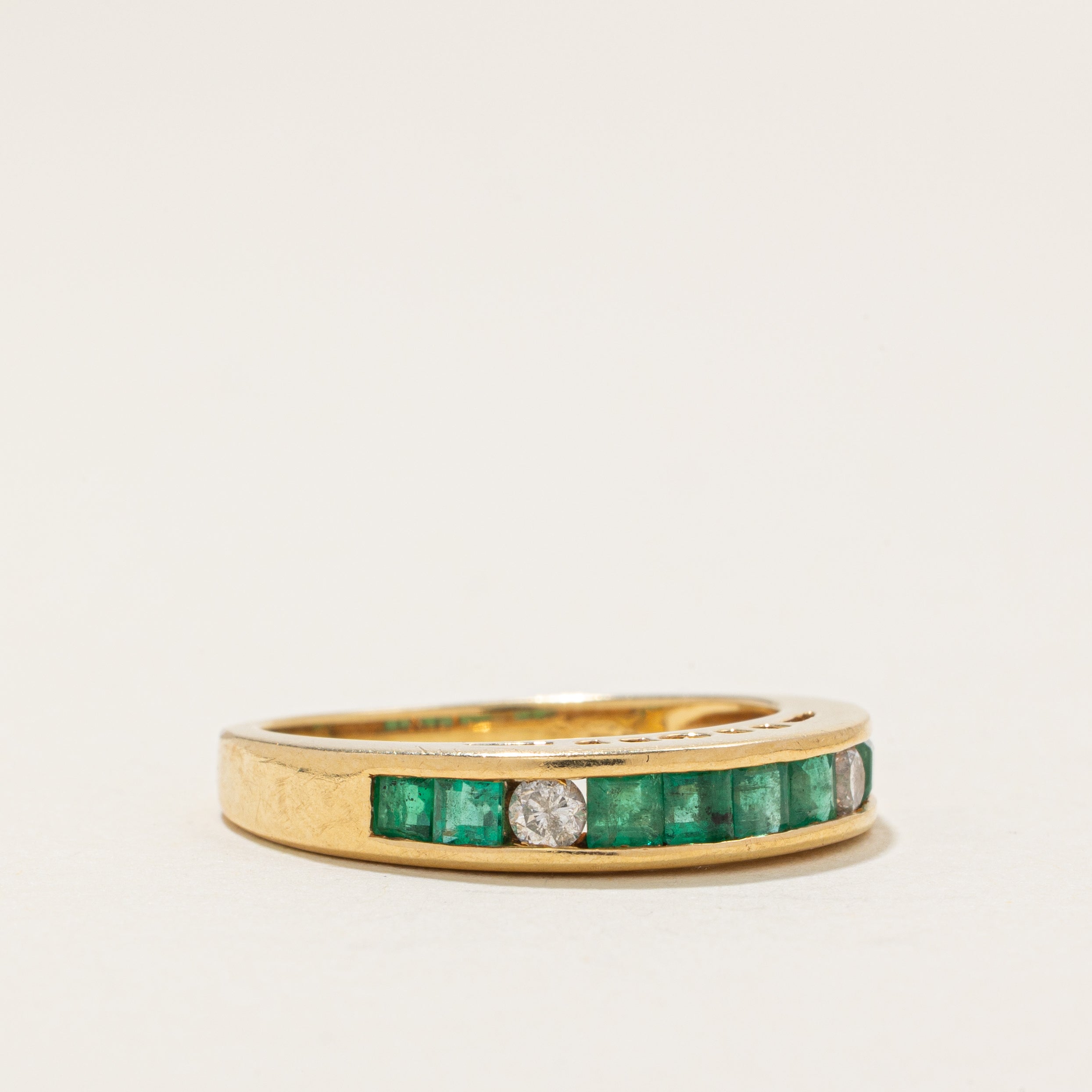 Semi Eternity Emerald & Diamond Band | 0.75ctw, 0.11ctw | SZ 6.75 |