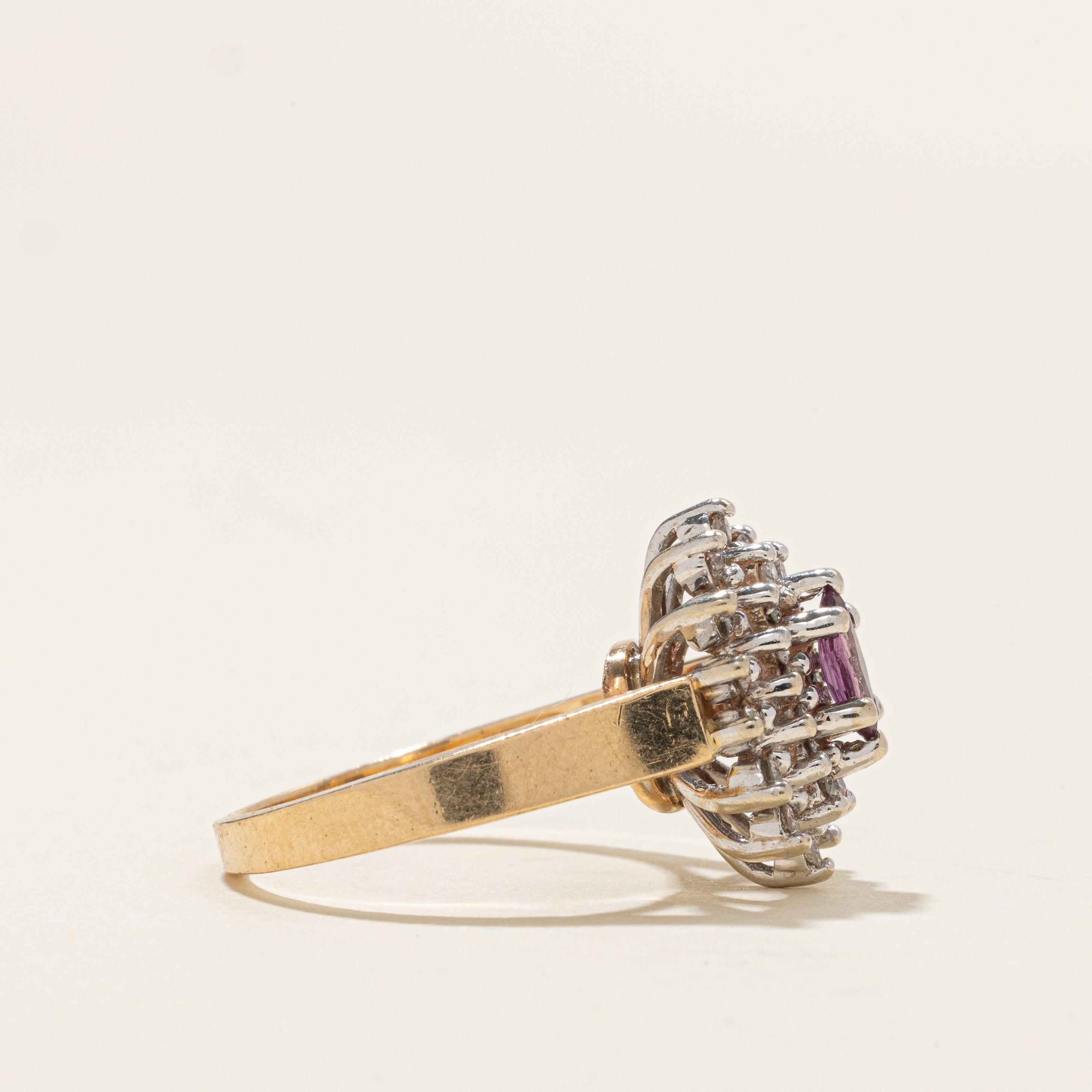 Marquise Cut Ruby & Diamond Halo Cluster Ring | 0.28ctw | SZ 5.75 |