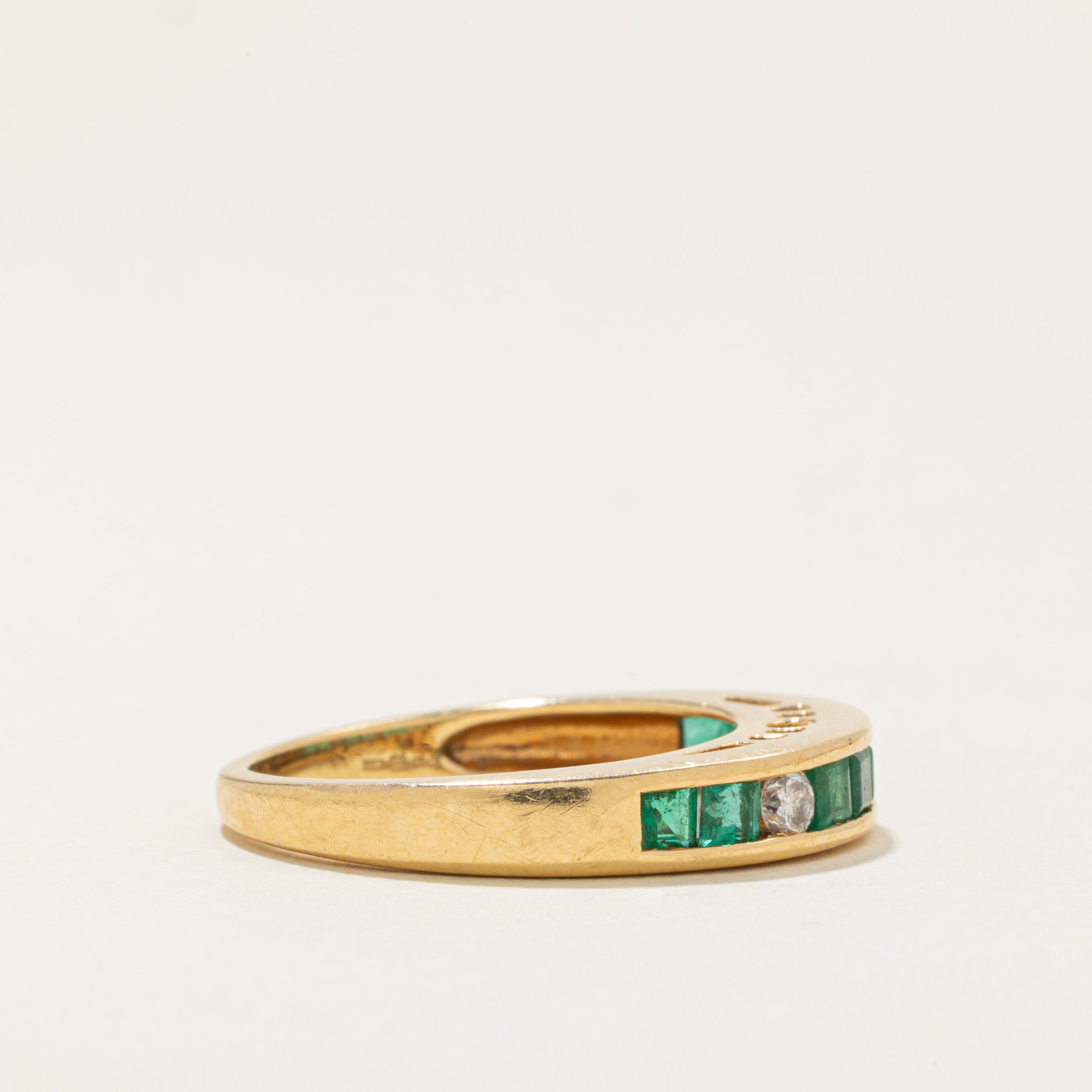 Semi Eternity Emerald & Diamond Band | 0.75ctw, 0.11ctw | SZ 6.75 |