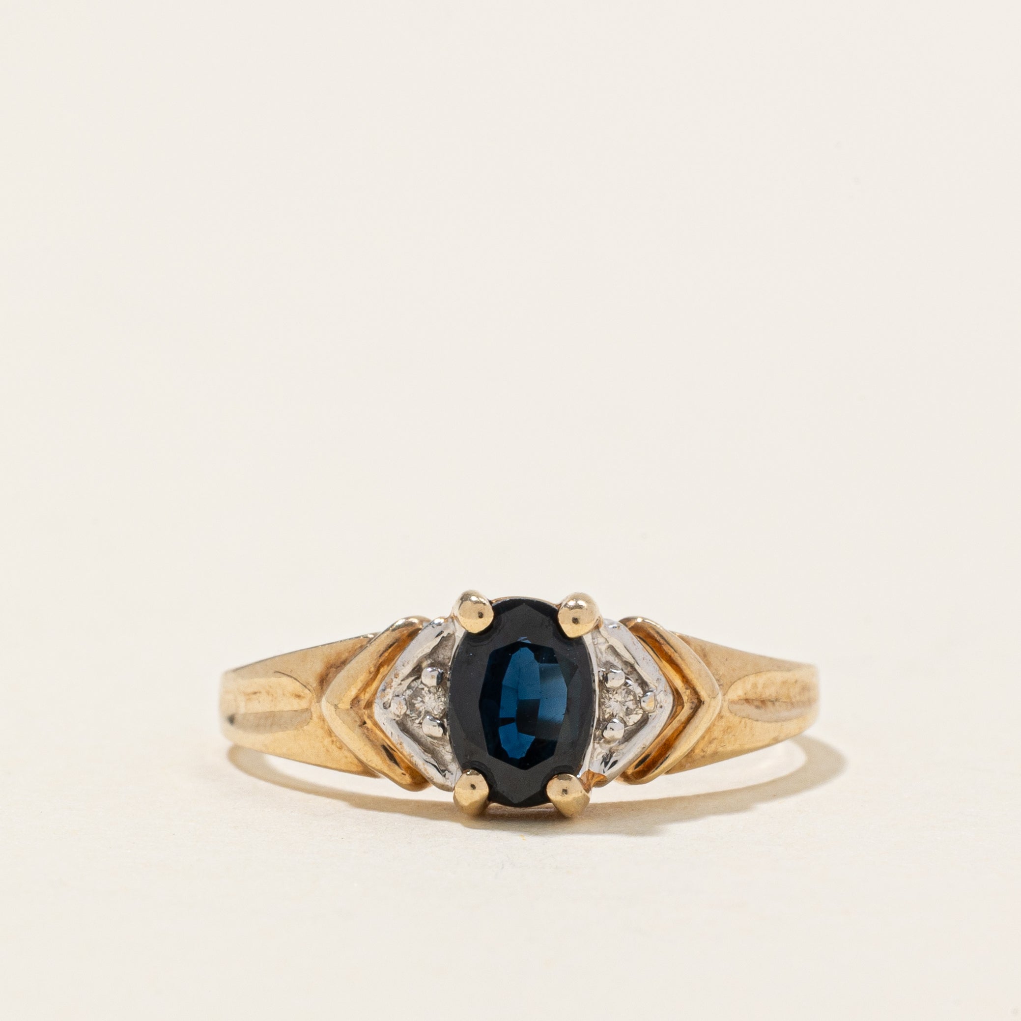 Oval Cut Sapphire & Diamond Accented Ring | 0.5ct, 0.02ctw | SZ 6.25 |