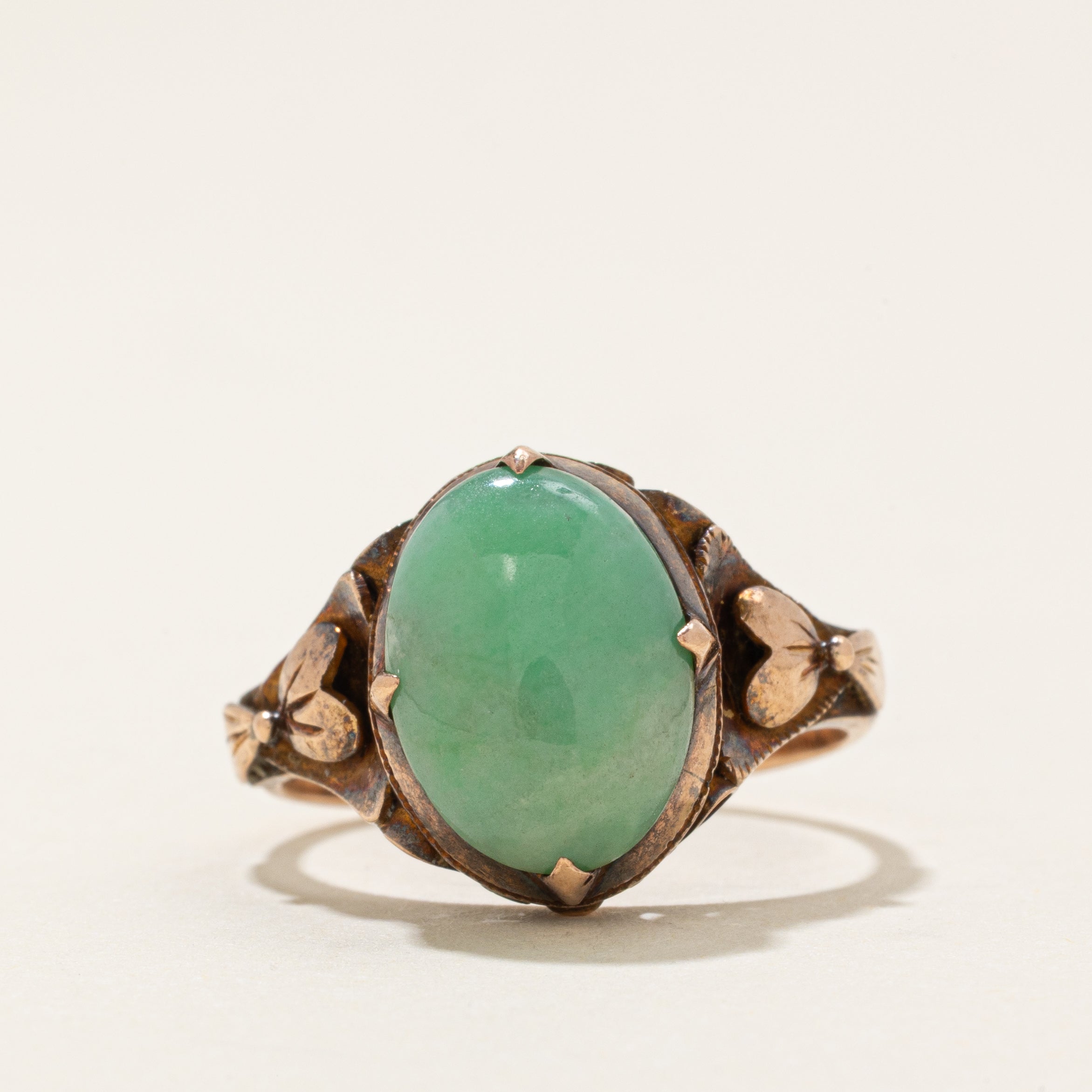 Jadeite Leaf Design Ring | 4.0ct | SZ 6.0 |