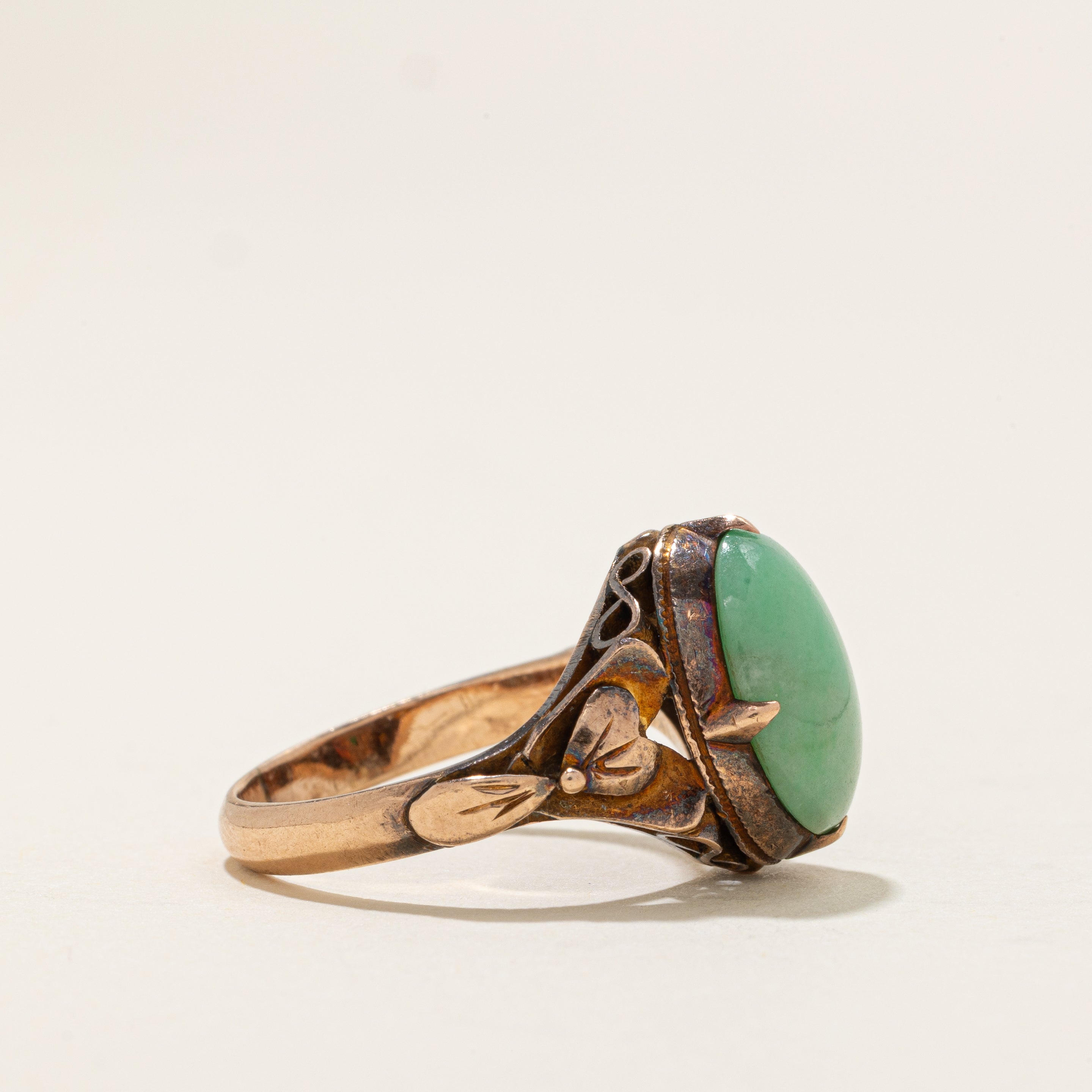 Jadeite Leaf Design Ring | 4.0ct | SZ 6.0 |