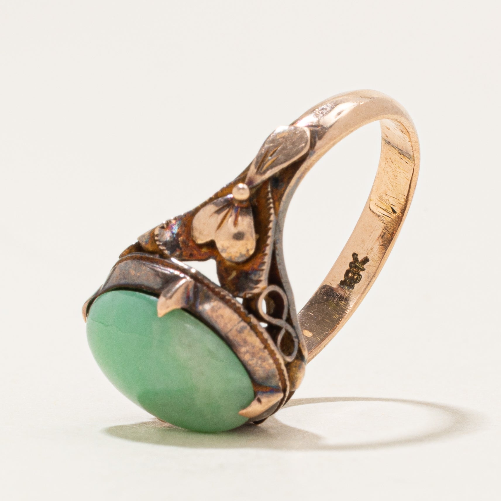 Jadeite Leaf Design Ring | 4.0ct | SZ 6.0 |