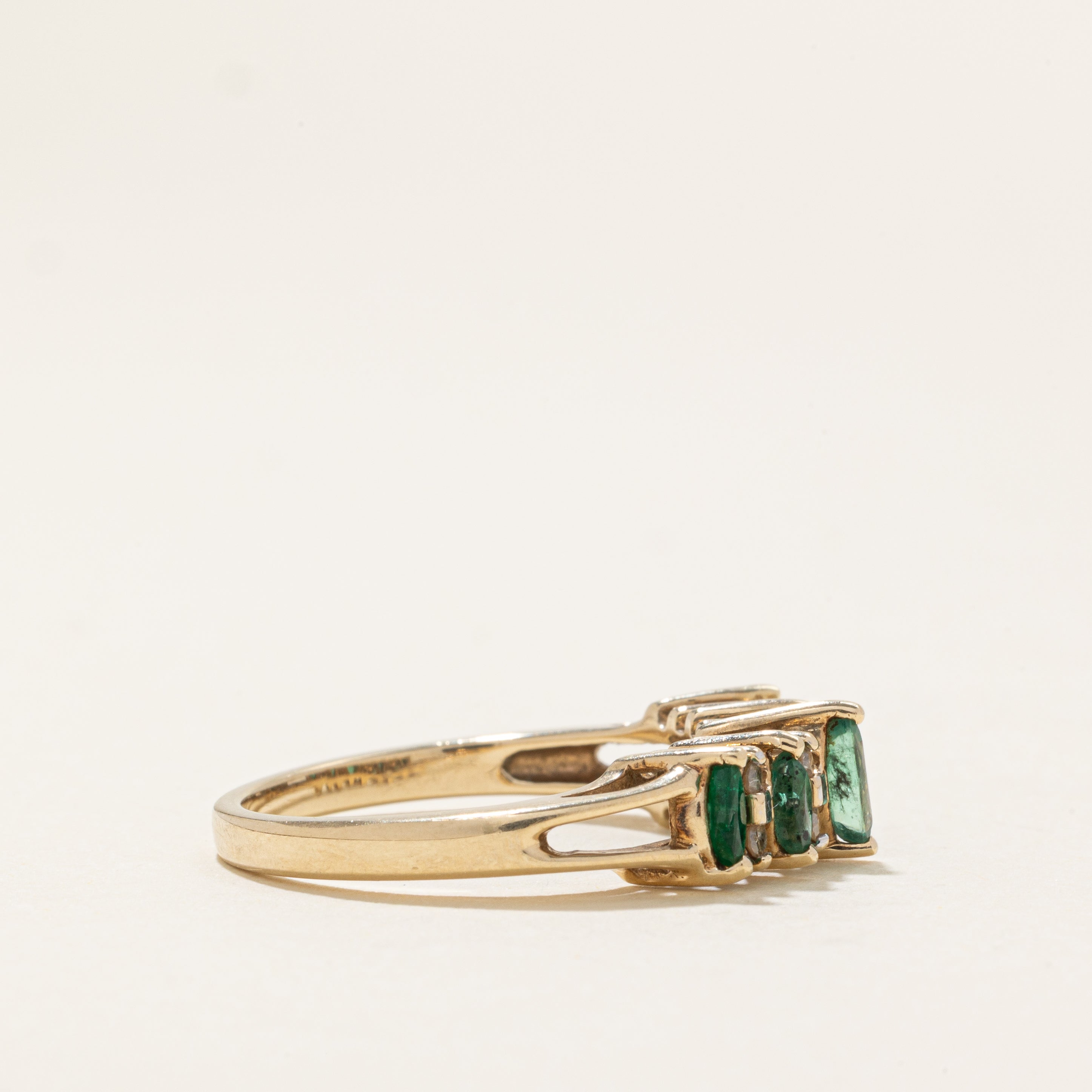 Five Stone Marquise Cut Emerald & Diamond Ring | 0.5ctw, 0.08ctw | SZ 7.0 |