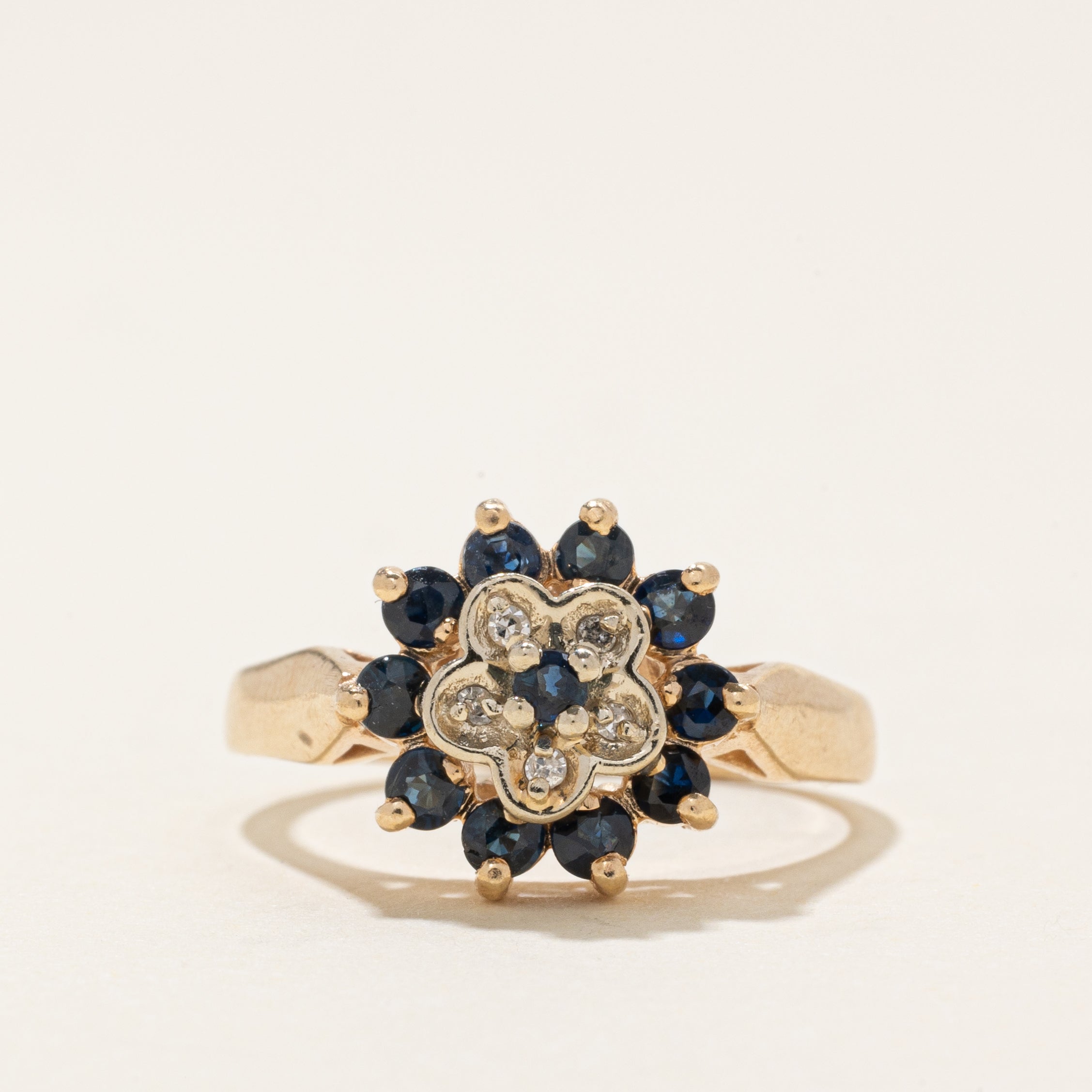 Sapphire & Diamond Petal Cluster Ring | 0.5ctw, 0.03ctw | SZ 6.5 |