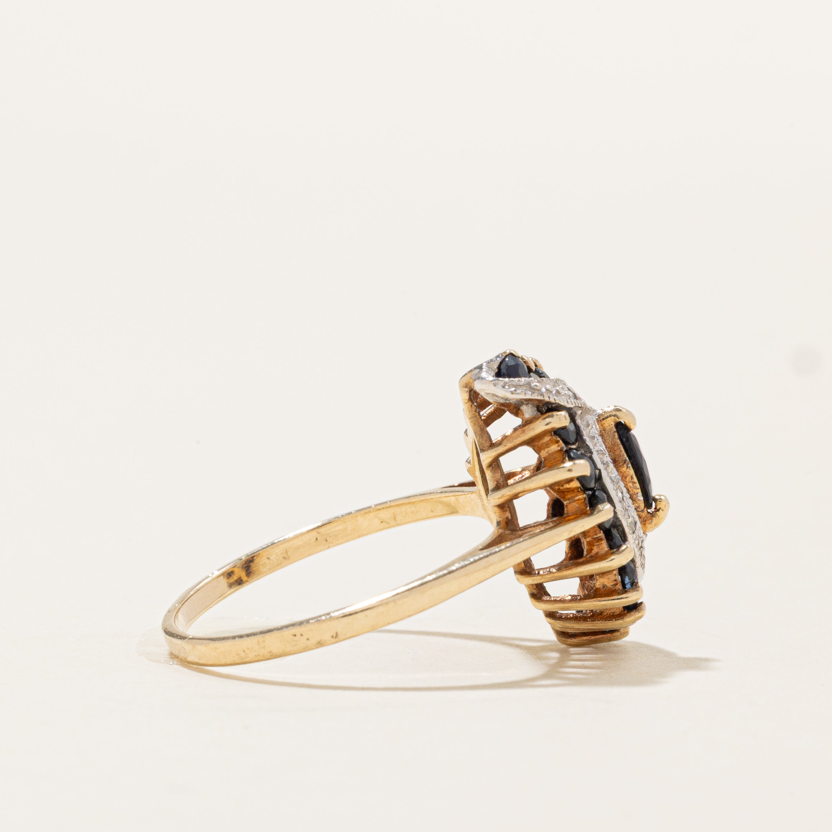 Sapphire & Diamond Marquise Cluster Ring | 0.45ctw, 0.05ctw | SZ 7.0 |