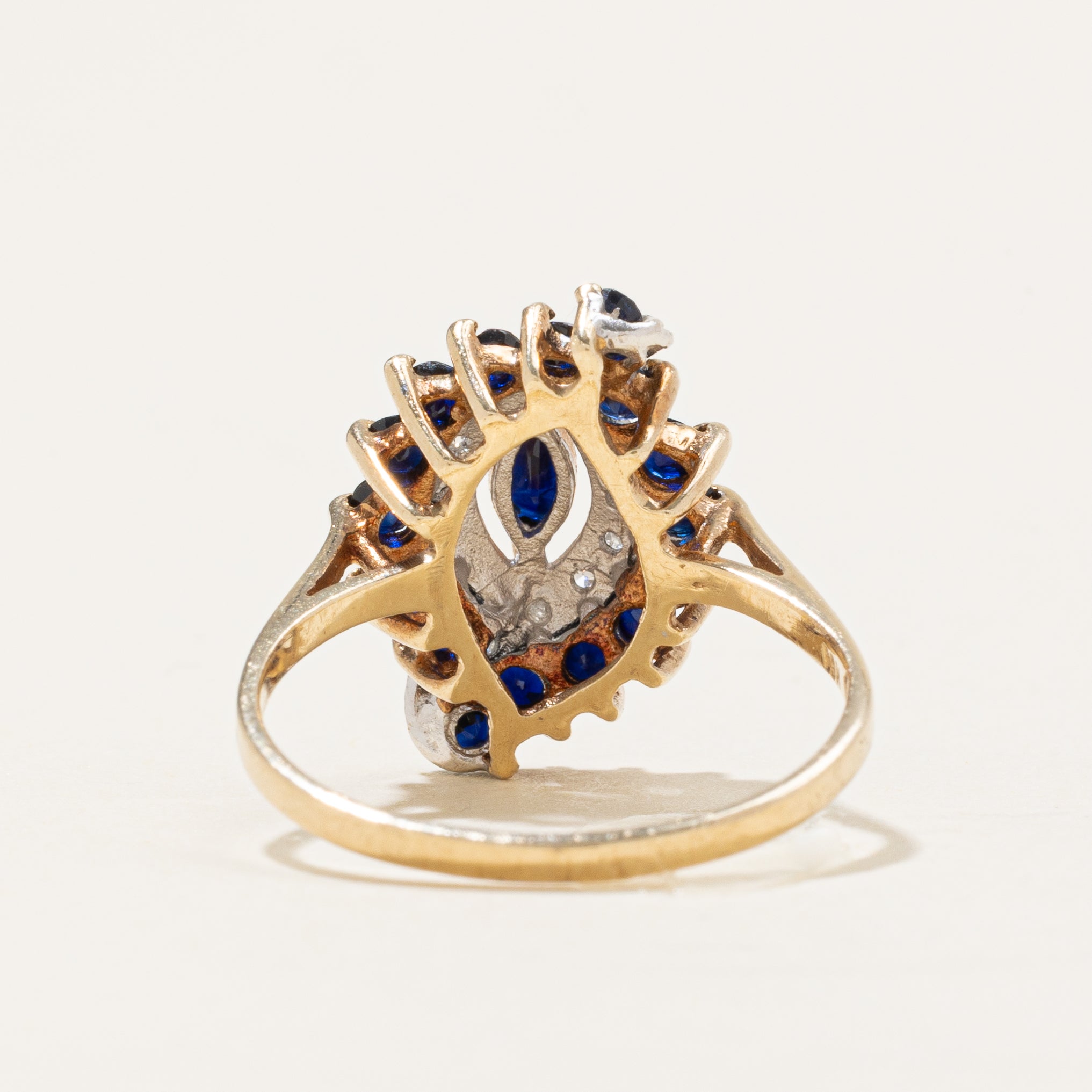 Sapphire & Diamond Marquise Cluster Ring | 0.45ctw, 0.05ctw | SZ 7.0 |