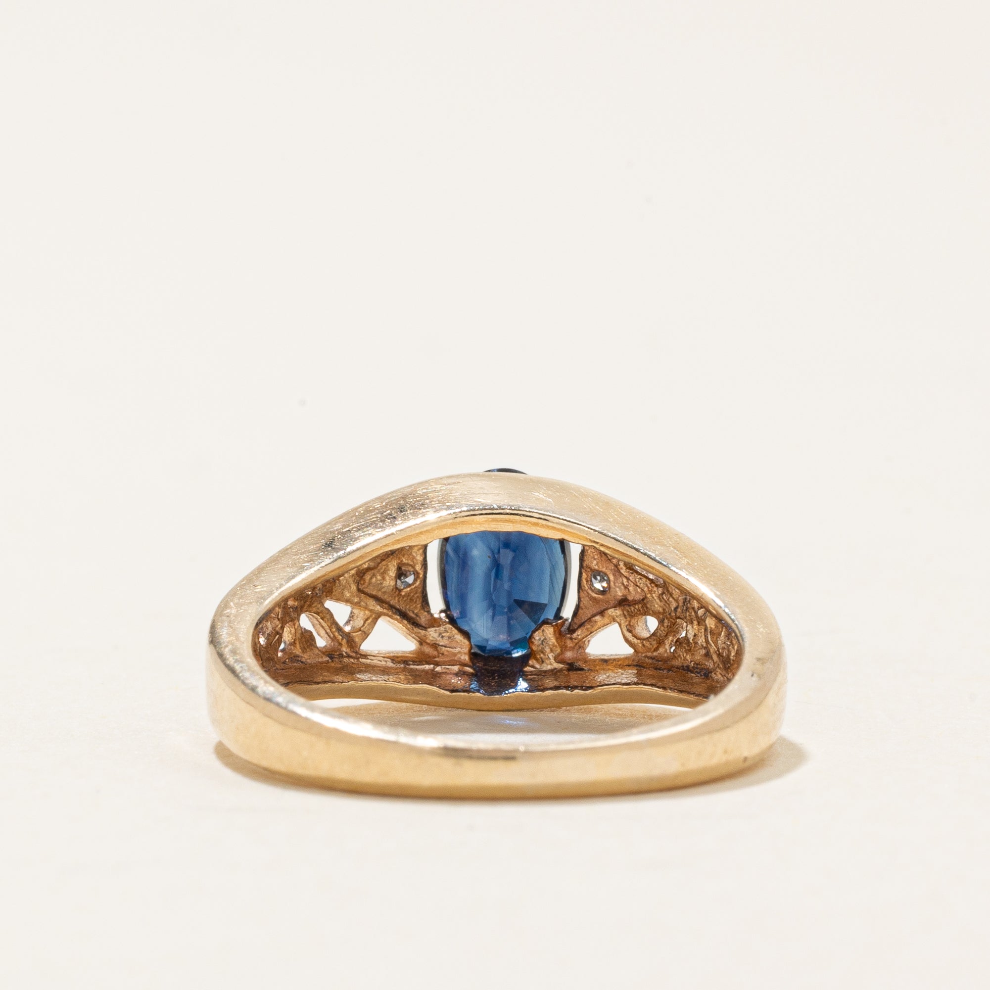 Sapphire & Diamond Scrollwork Ring | 0.36ct, 0.01ctw | SZ 3.0 |