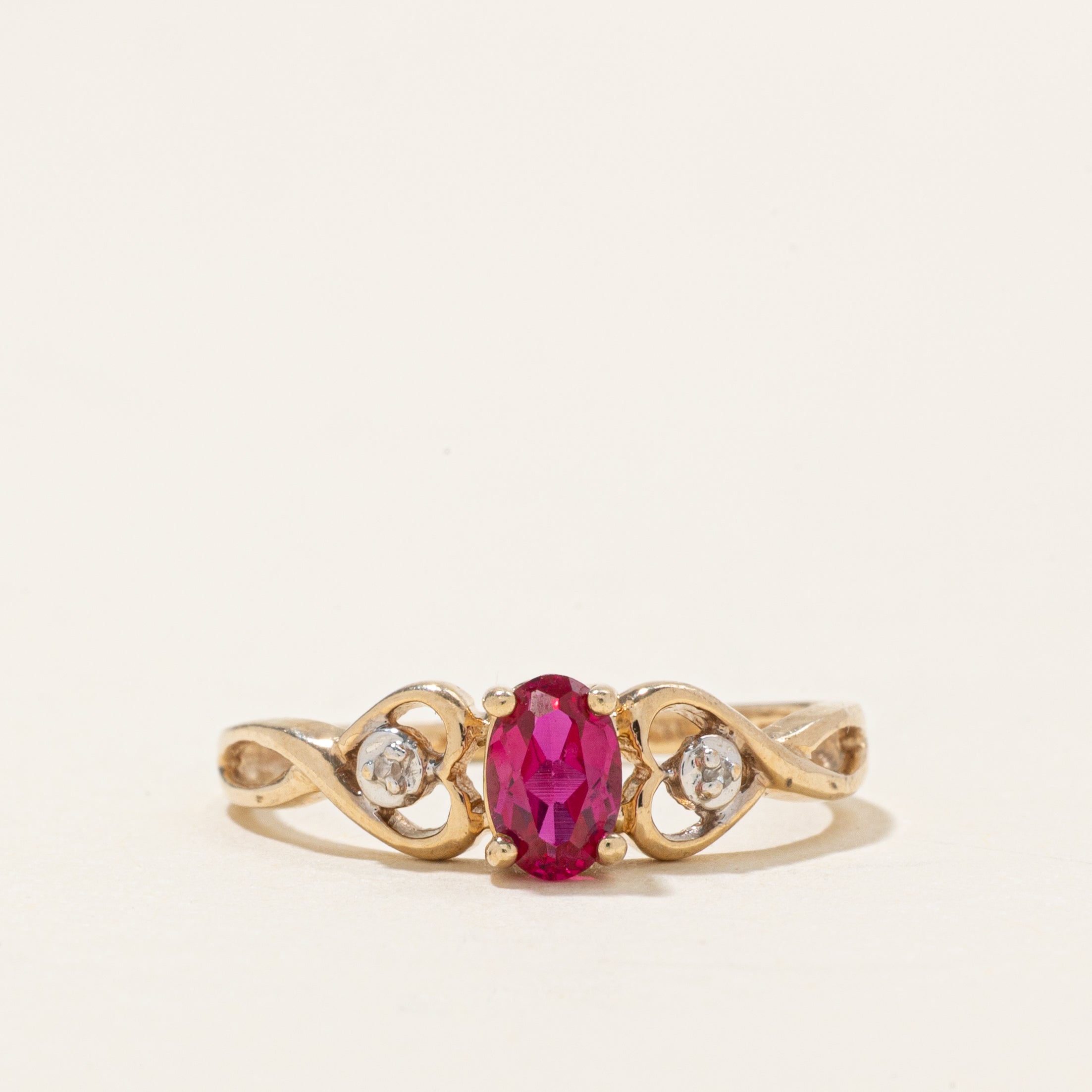 Synthetic Ruby & Natural Diamond Crossover Ring | 0.5ct, 0.01ctw | SZ 6.5 |