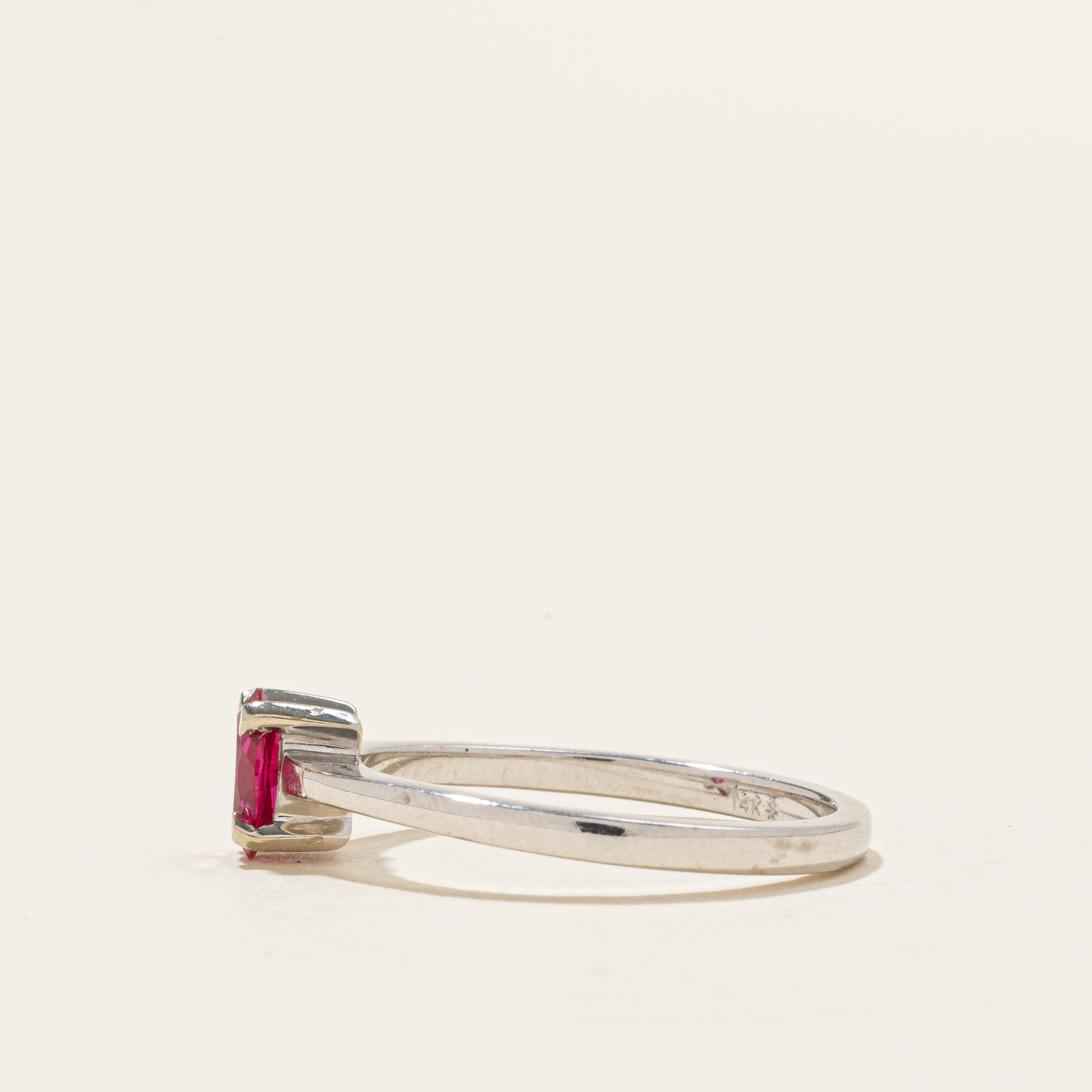 Soliatiare Syntheitc Ruby Ring | 0.3ct | SZ 6.25 |