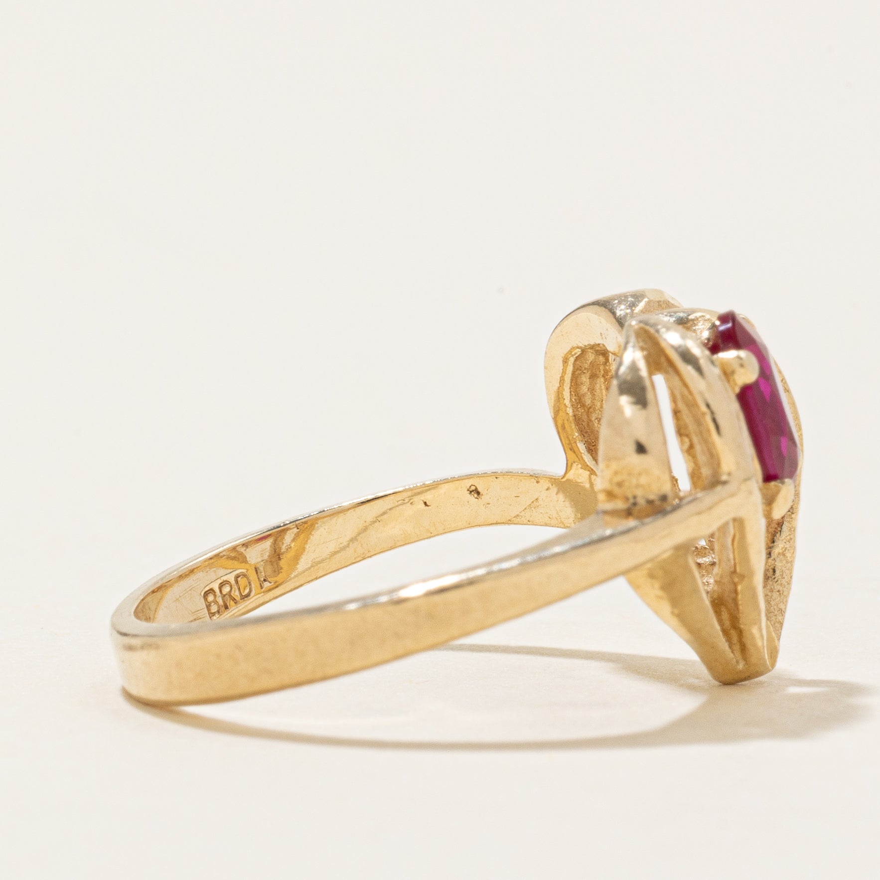 Synthetic Ruby Open Heart Ring | 0.5ct | SZ 5.75 |