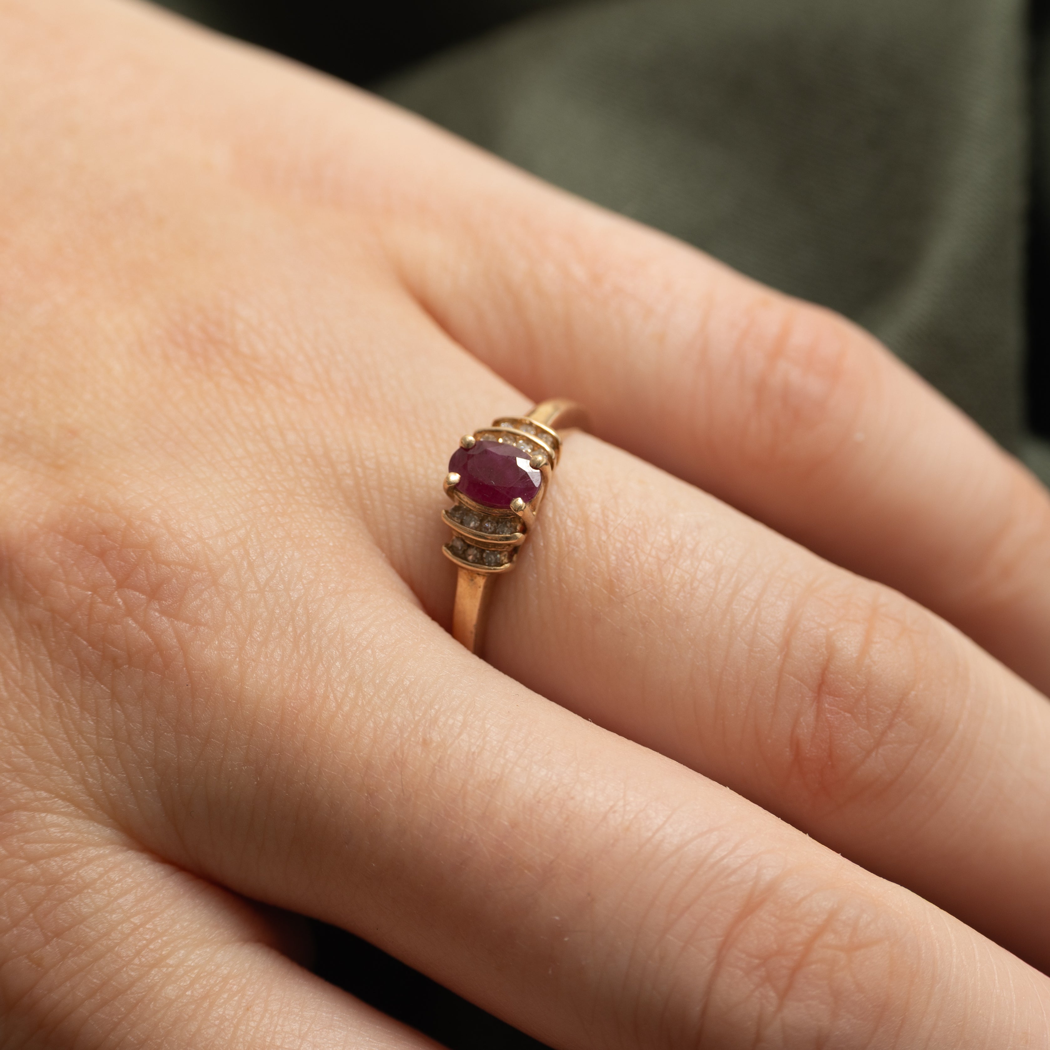 Oval Cut Ruby & Diamond Accented Ring | 0.46ct, 0.14ctw | SZ 6.75