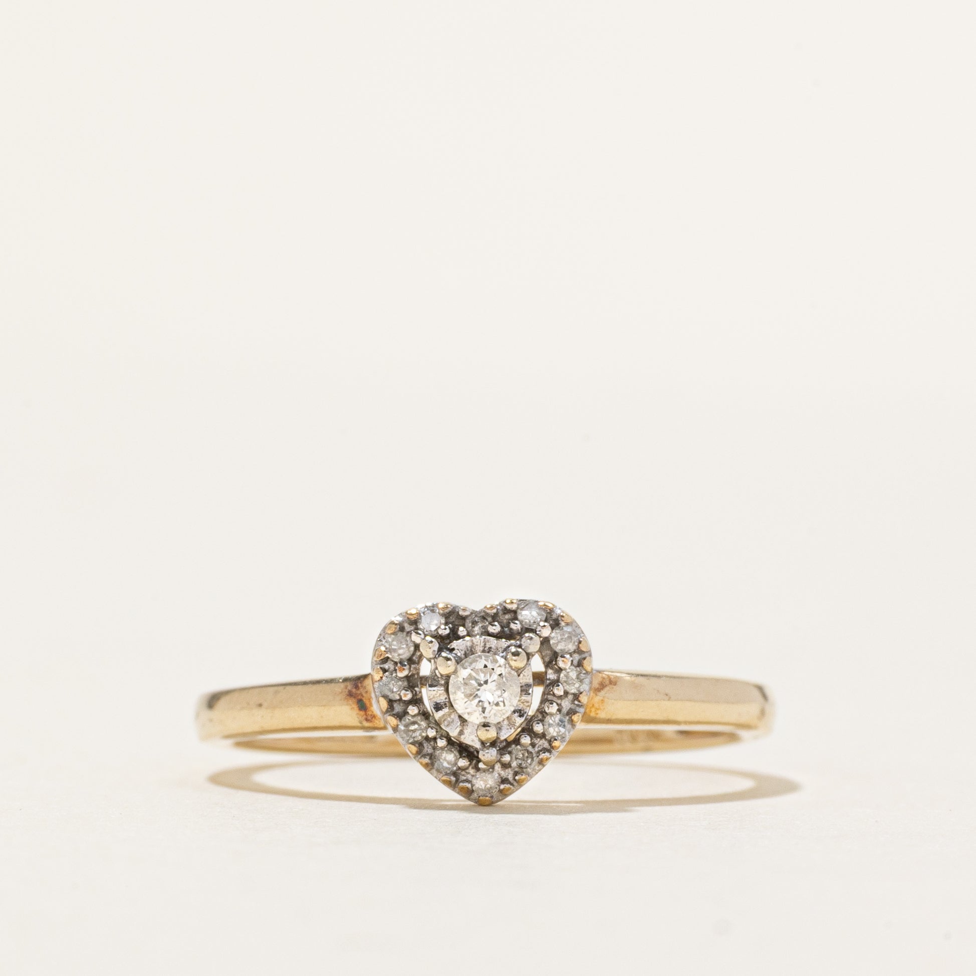 10k Diamond Halo Heart Ring | SZ 7.25