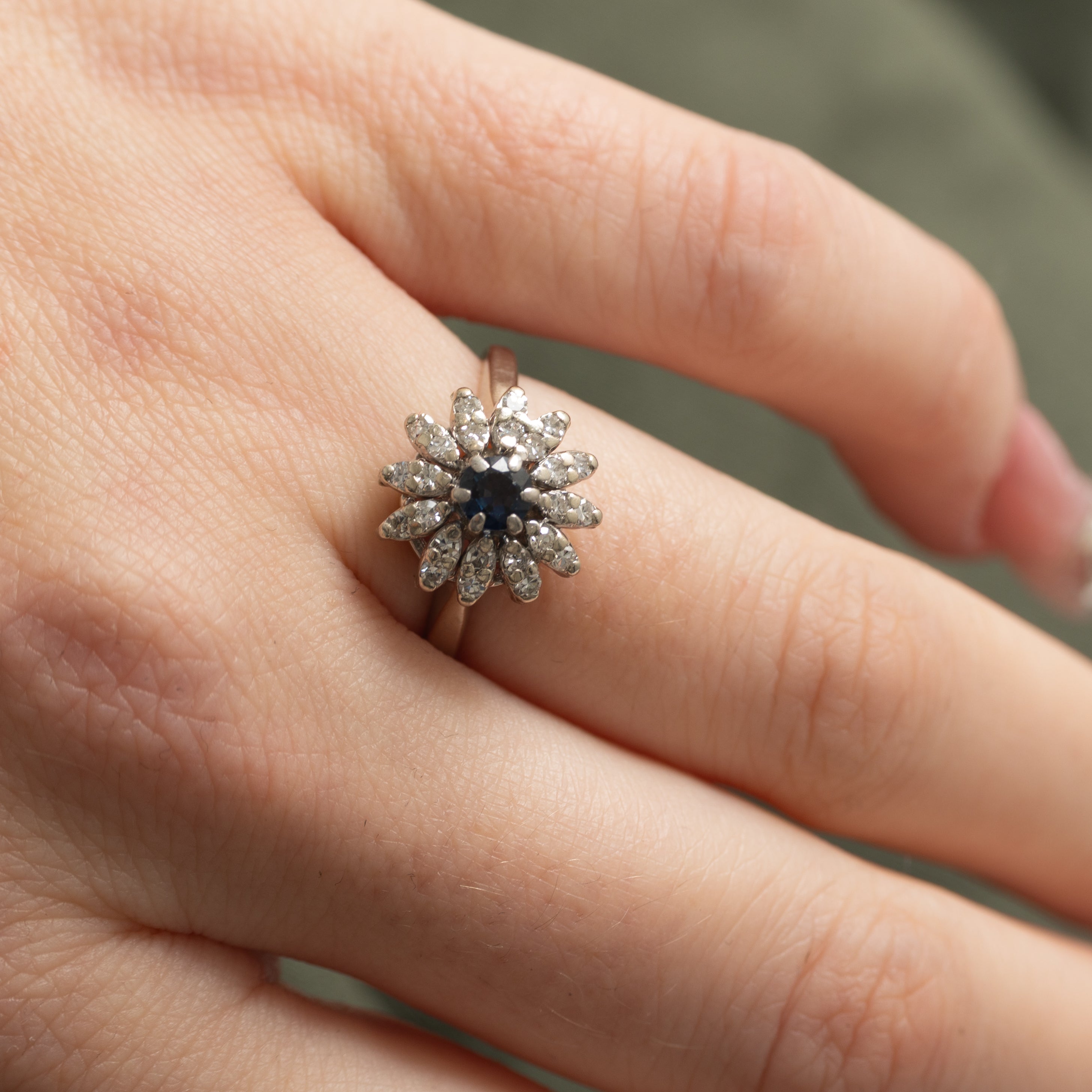 Sapphire & Diamond Petal Floral Ring | 0.2ct, 0.24ctw | SZ 6.0 |