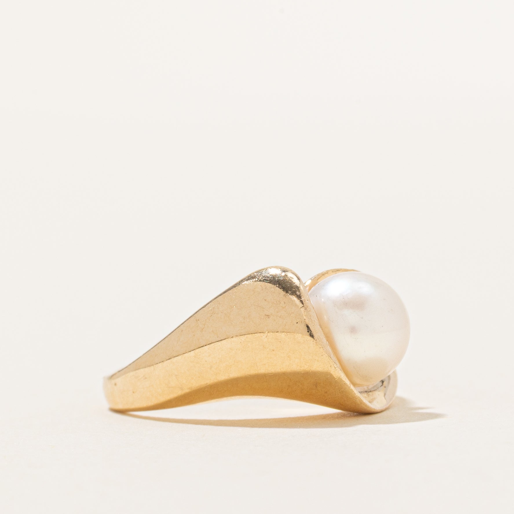 Pearl & Diamond Abstract Ring | 0.03ct | SZ 6